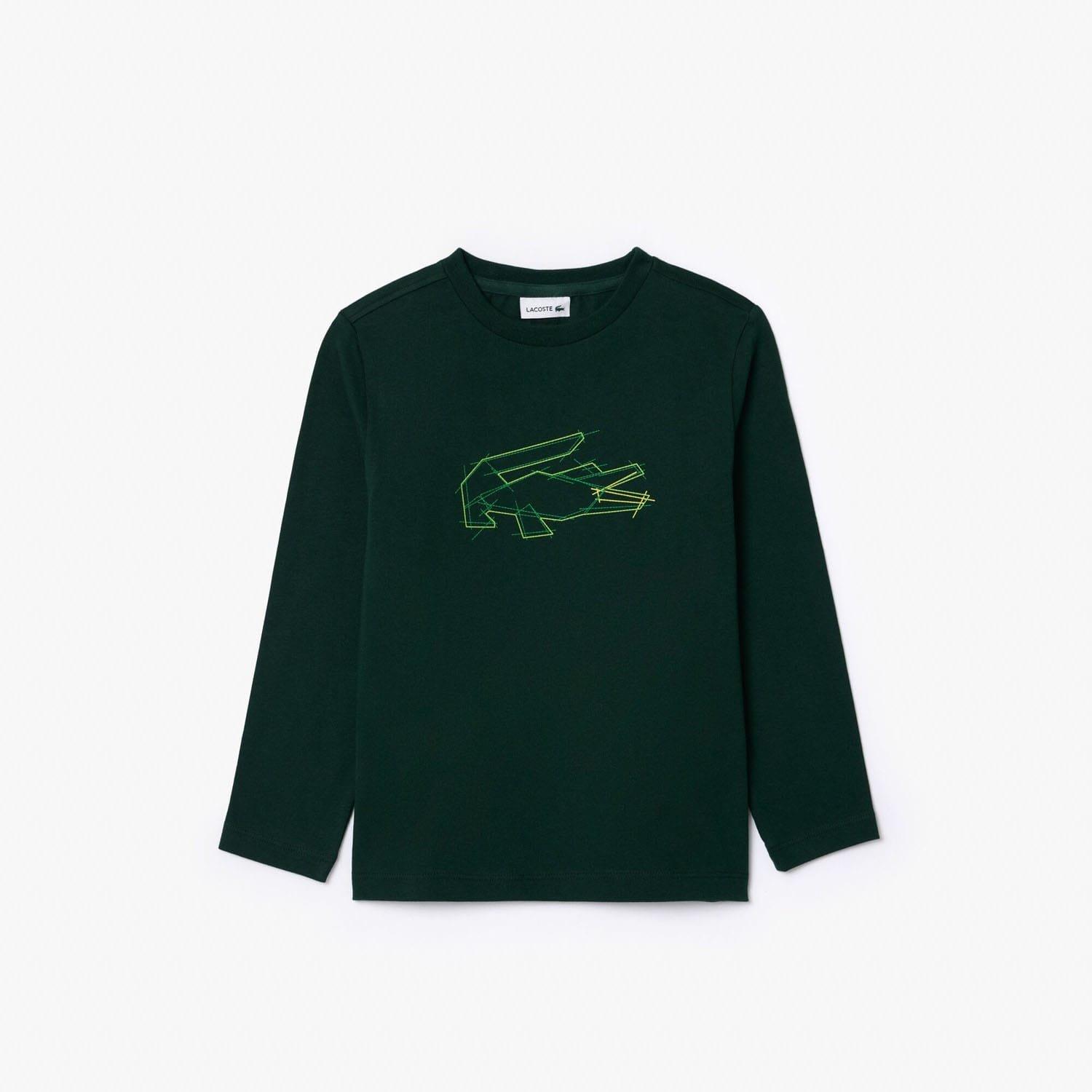 Green - Lacoste - Heavy Cotton Crocodile Graphic T-Shirt - 5