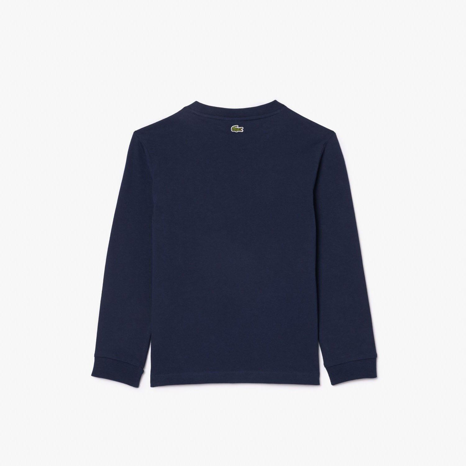 Navy - Lacoste - Heavy Cotton Badge Print T-Shirt - 6