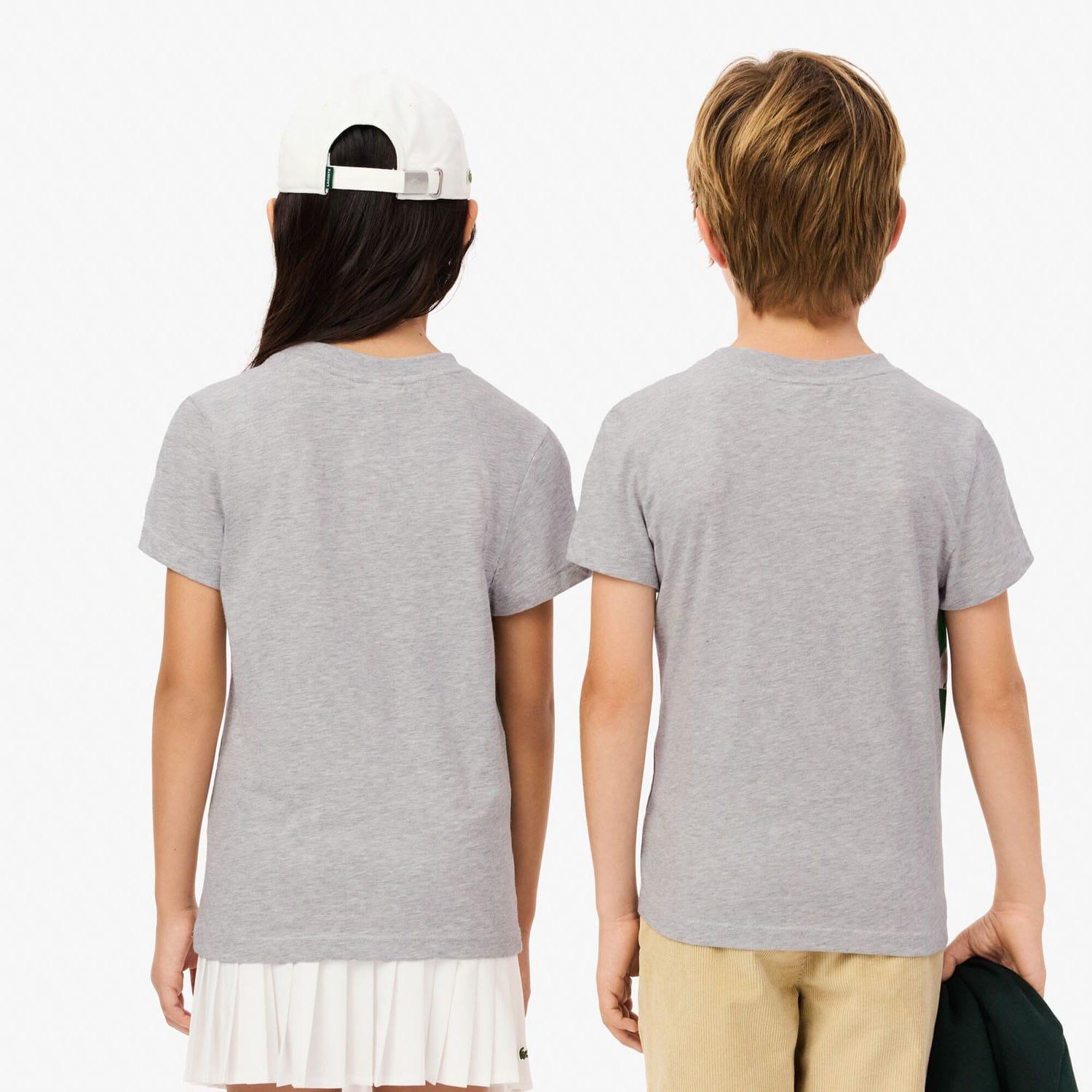 Grey - Lacoste - Crocodile Graphic Cotton T-Shirt - 2