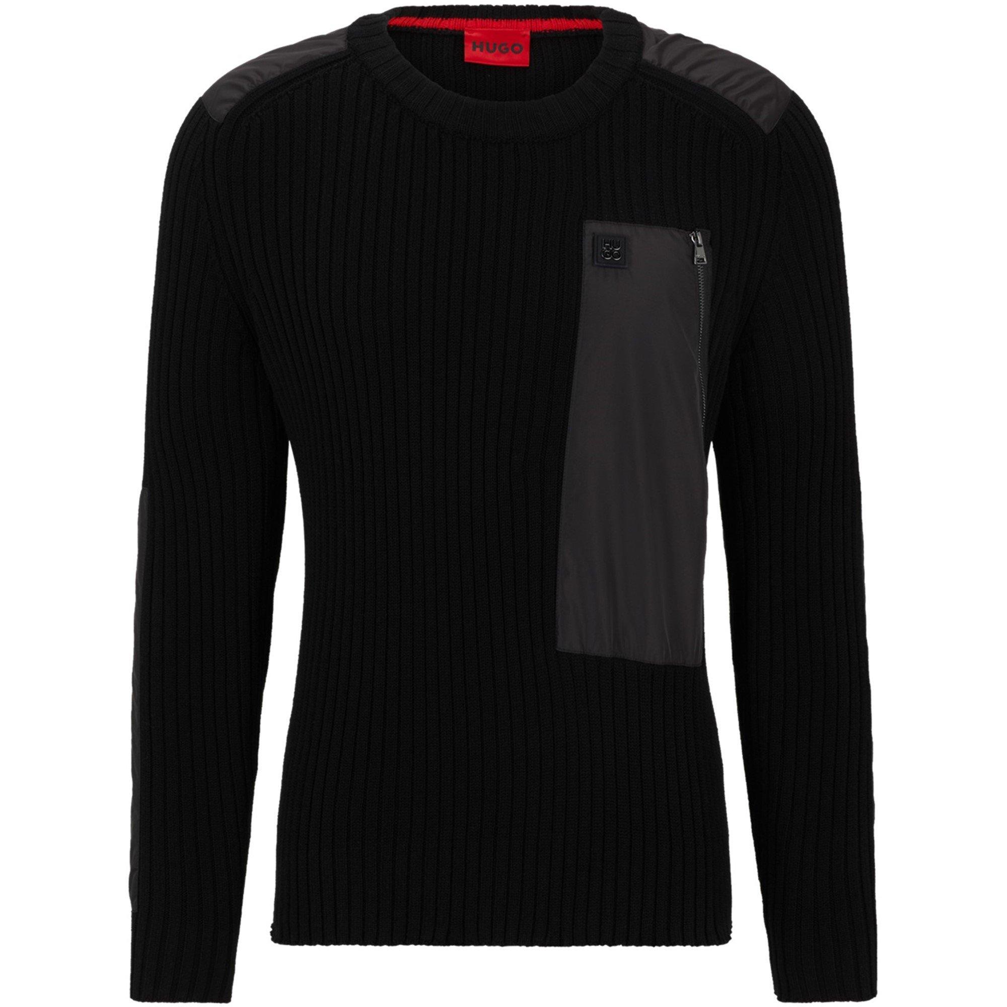 Hugo Ribbed Jumper - Black 001 - XL