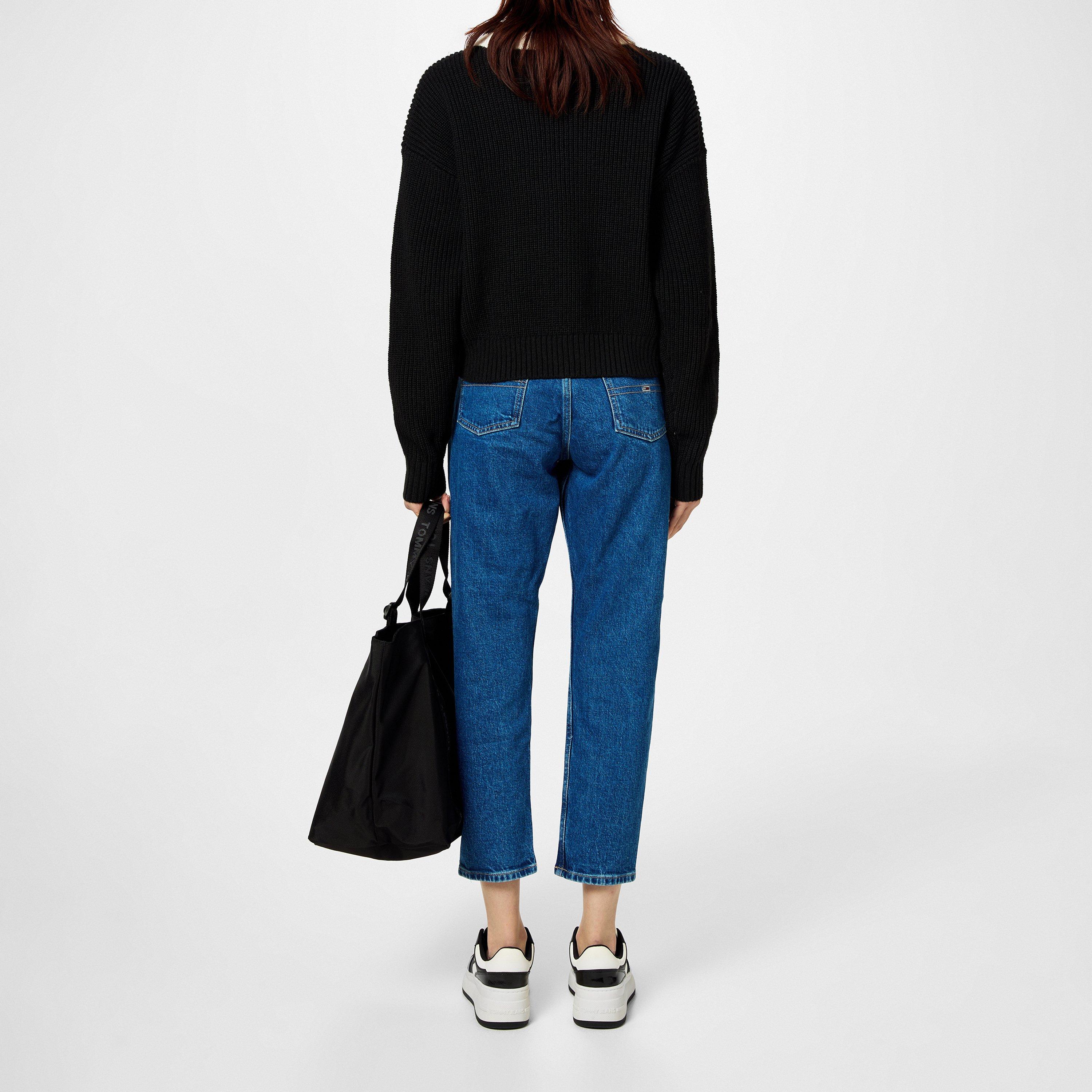 Preto - Tommy Jeans - Women&#x27;s TJ Flag Crew Neck Jumper - 3