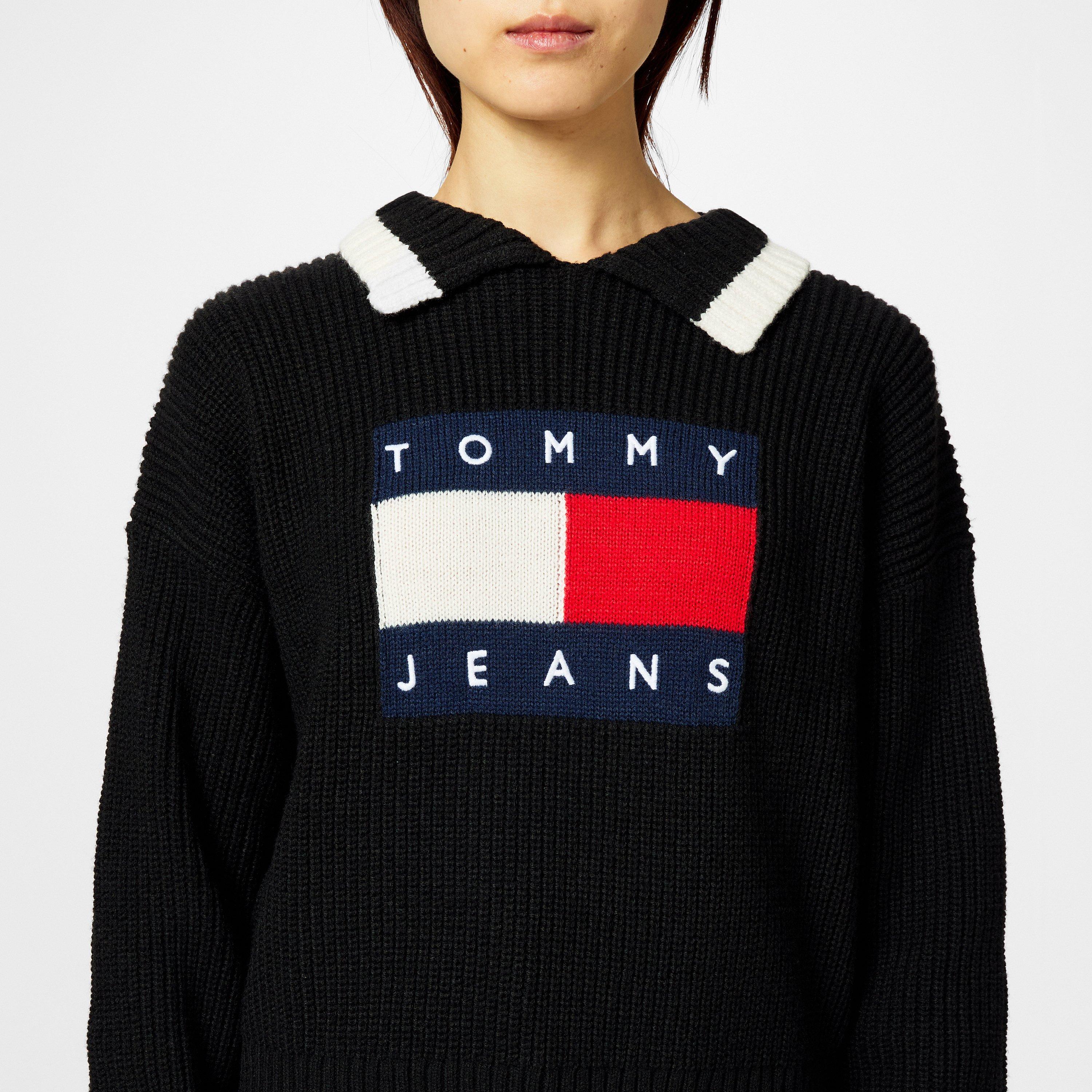 Preto - Tommy Jeans - Women&#x27;s TJ Flag Crew Neck Jumper - 4
