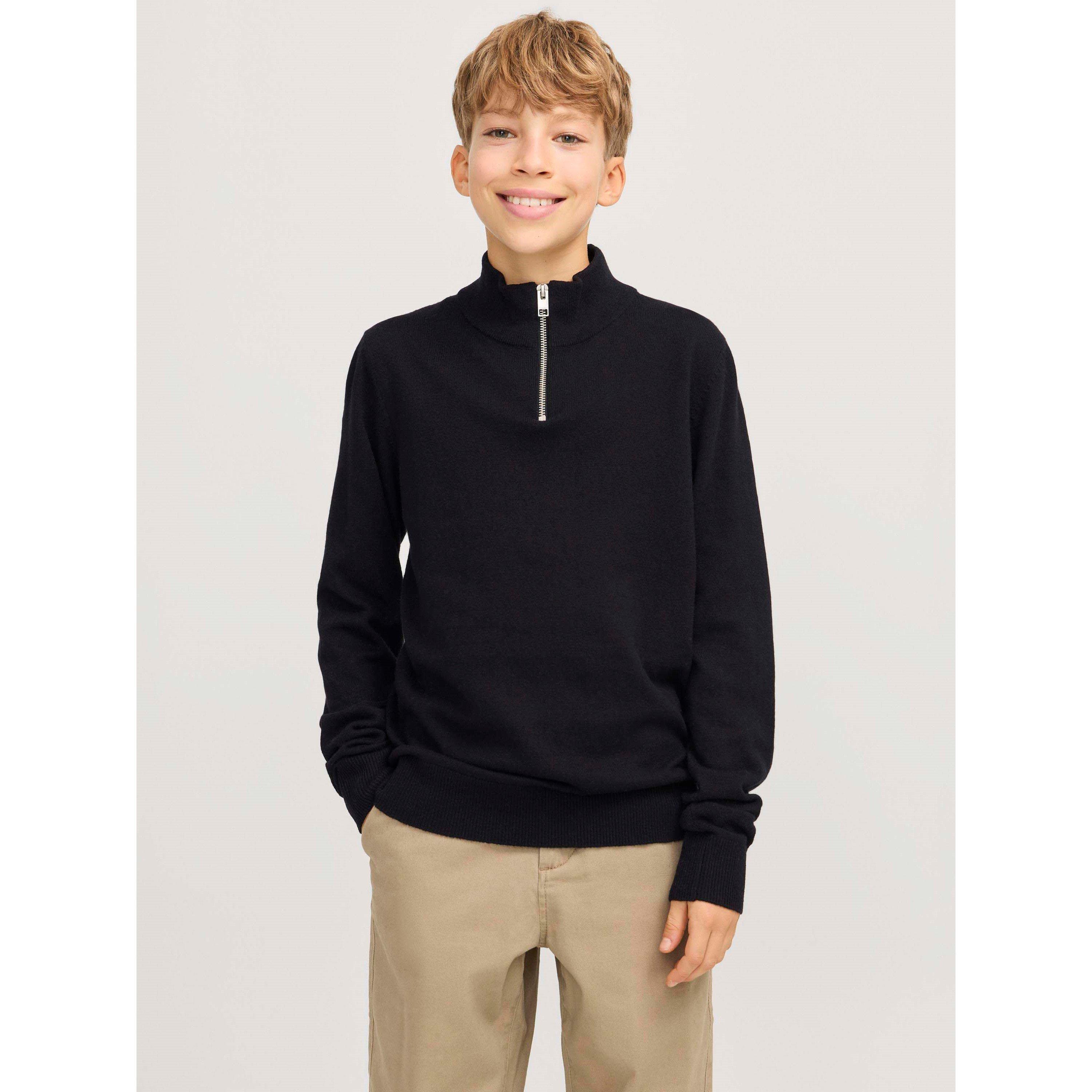 Crna - Jack and Jones - Emil Half Zip Knit Junior Jack - 2