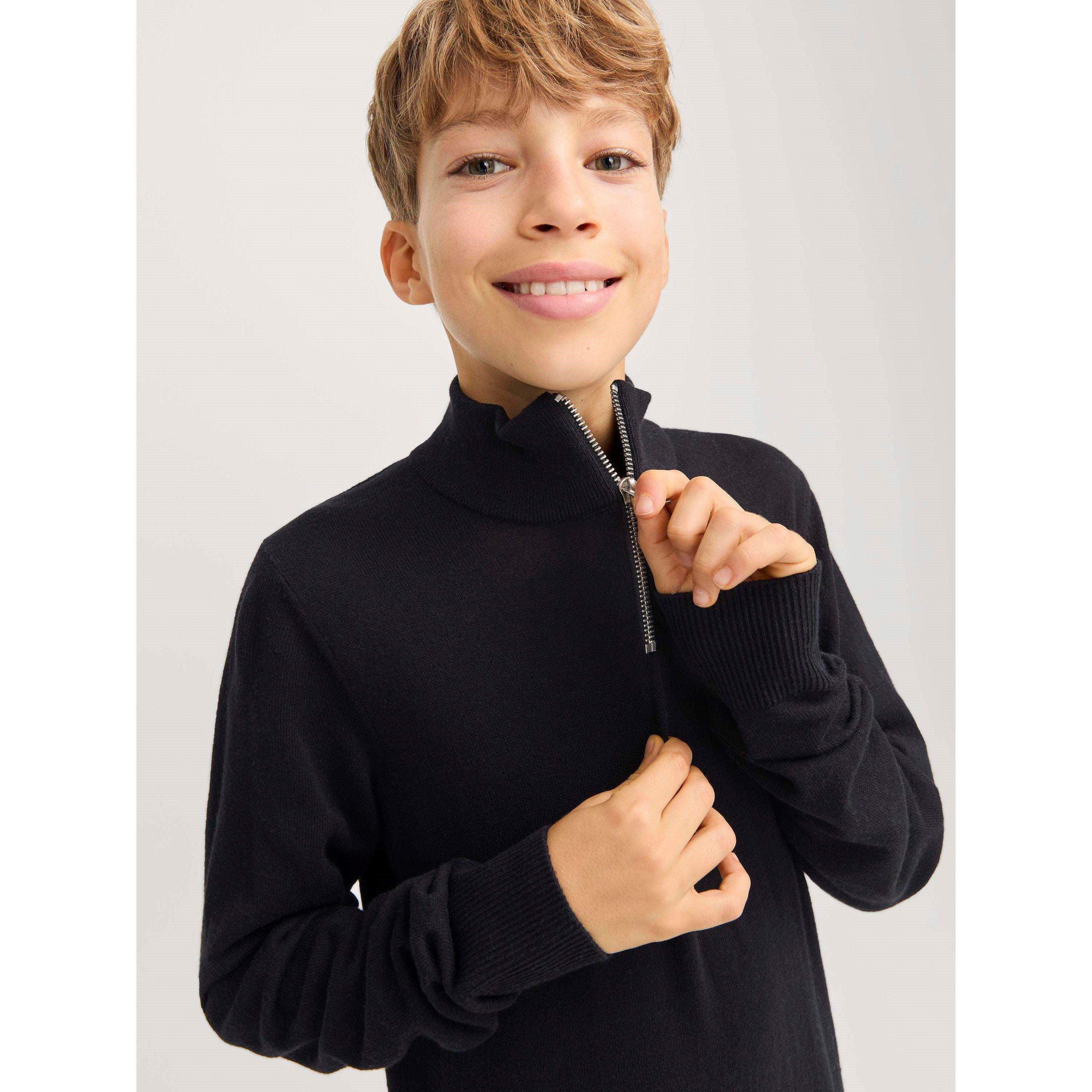 Crna - Jack and Jones - Emil Half Zip Knit Junior Jack - 6