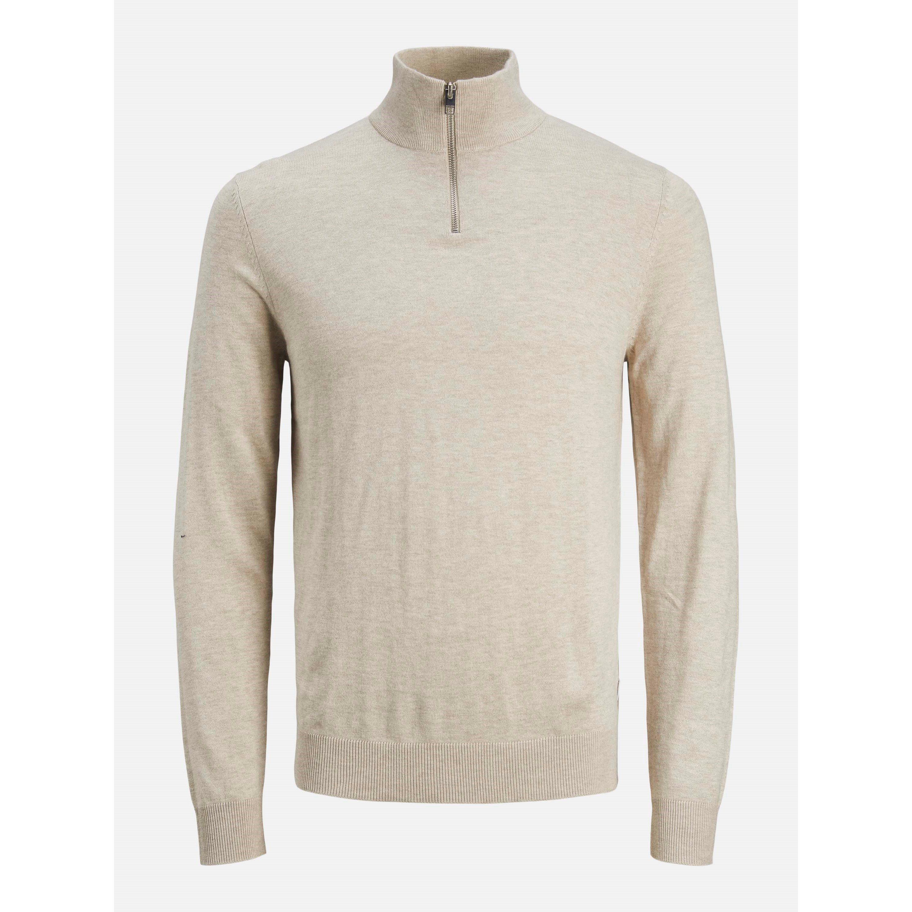 Jack And Jones Boys Emil Half Zip Knit Junior Jack - Oatmeal - 12 Years
