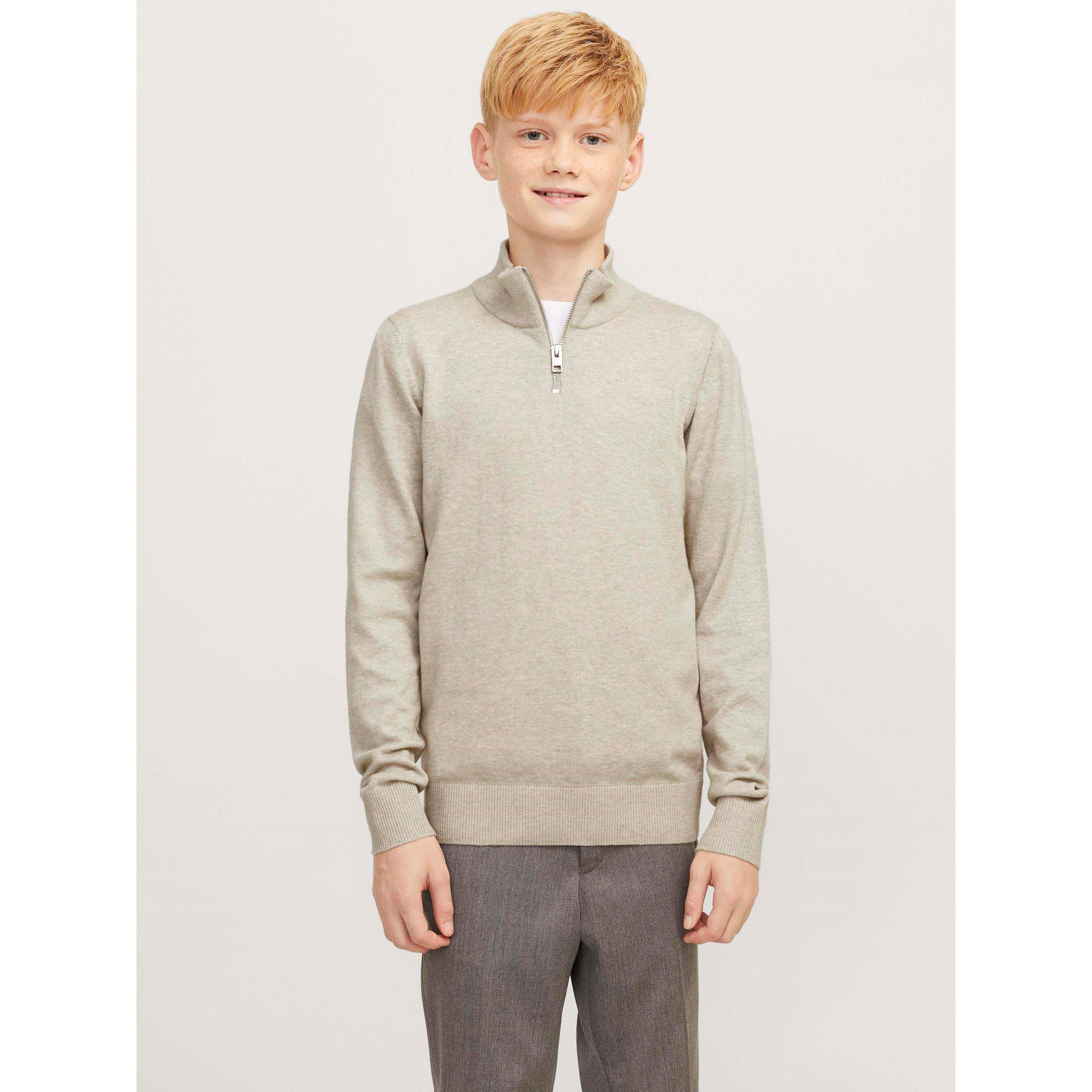 Oatmeal - Jack and Jones - Emil Half Zip Knit Junior Jack - 2