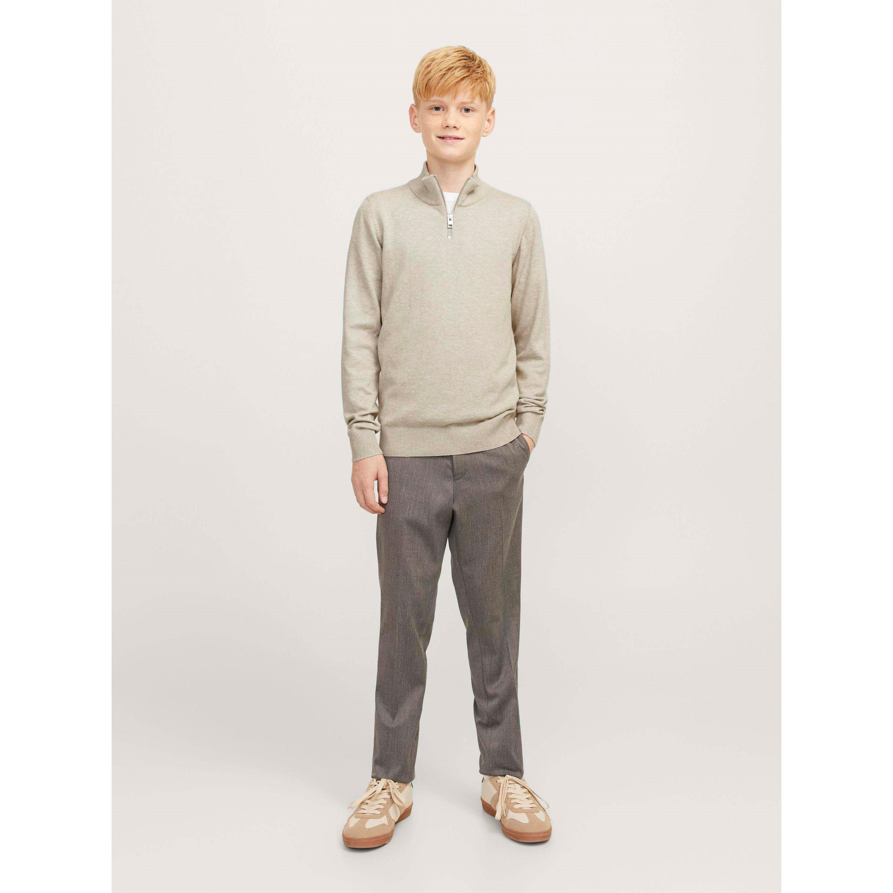 Oatmeal - Jack and Jones - Emil Half Zip Knit Junior Jack - 7