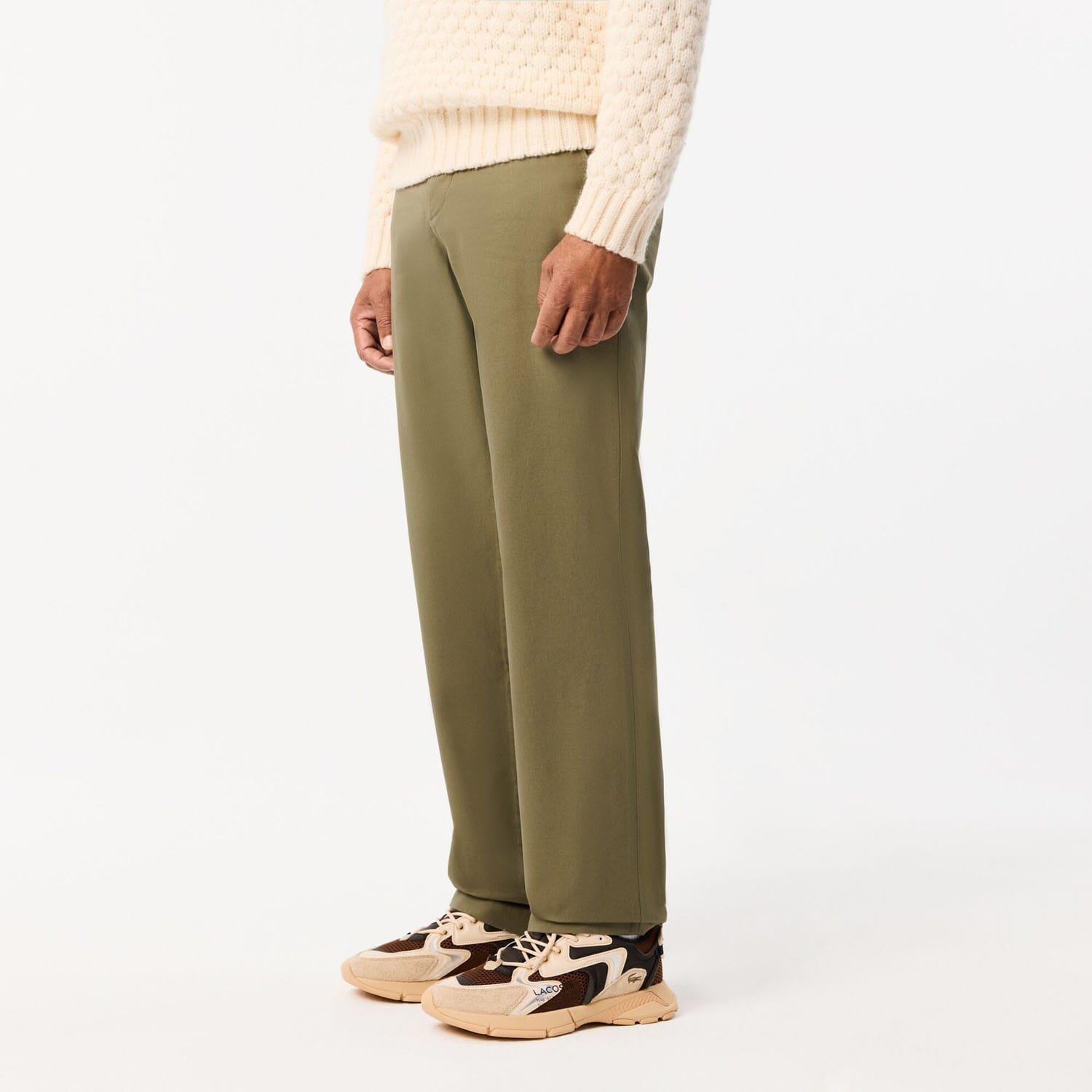 Khaki - Lacoste - Straight Fit Cotton Twill Pants - 1