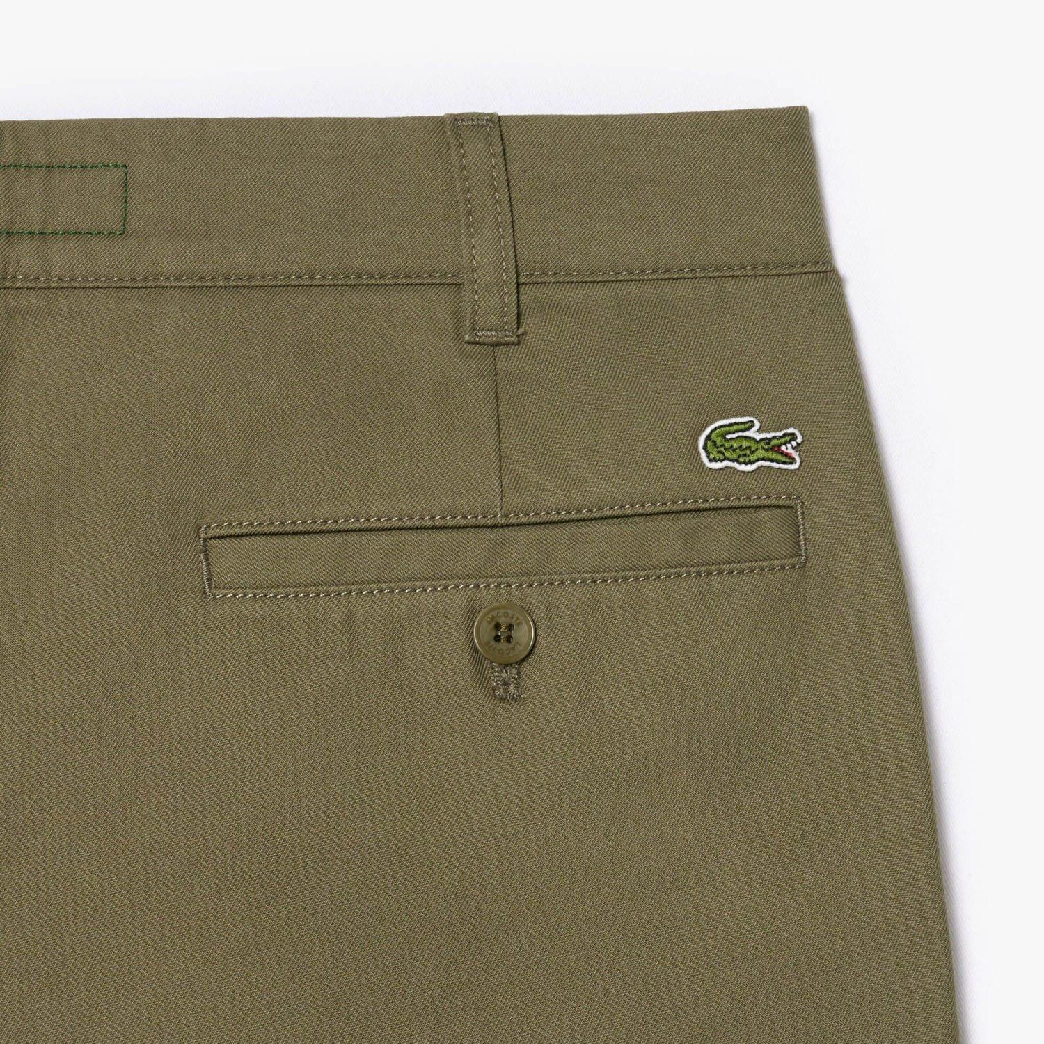 Khaki - Lacoste - Straight Fit Cotton Twill Pants - 4