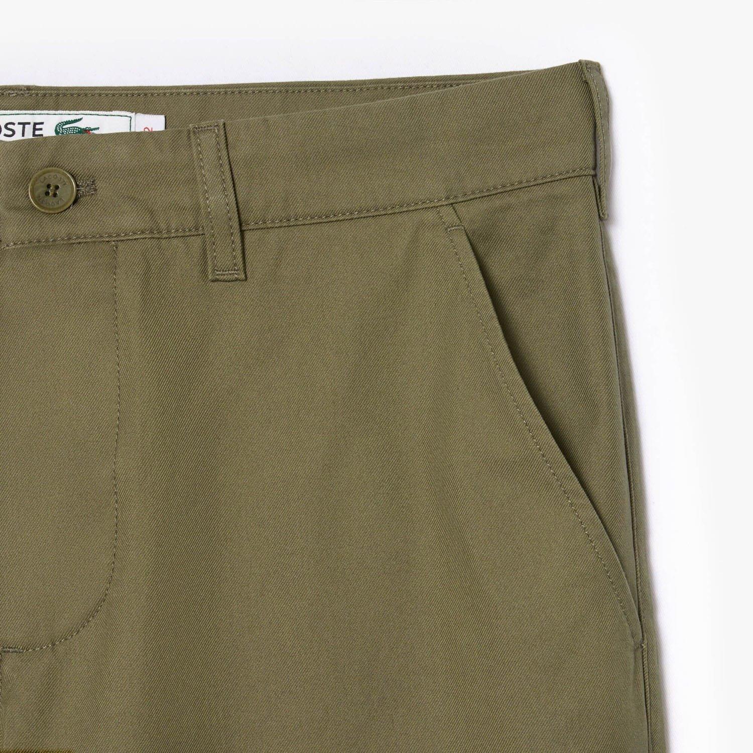Khaki - Lacoste - Straight Fit Cotton Twill Pants - 5