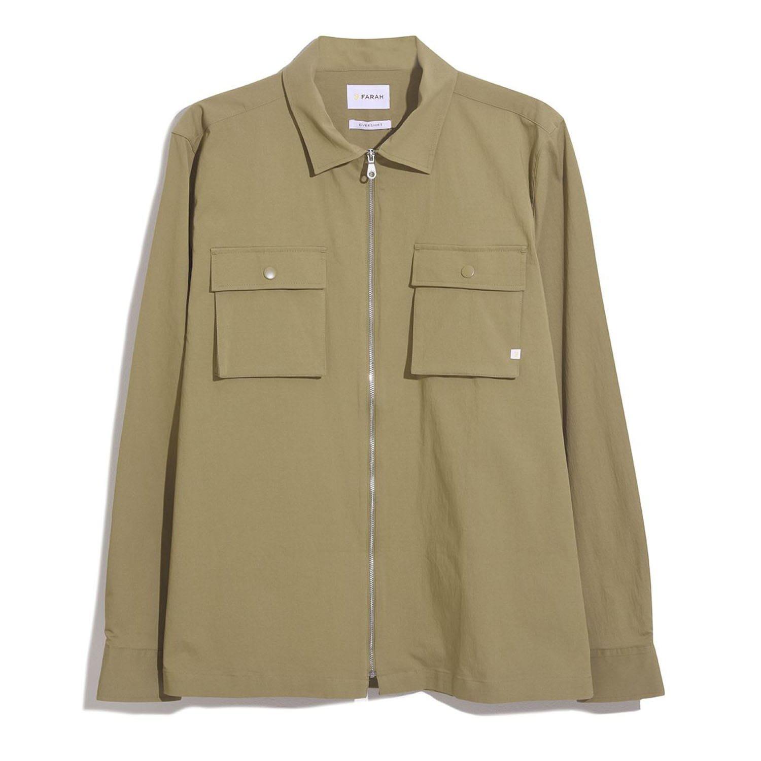 Khaki - Farah - Lynden Full-Zip Overshirt