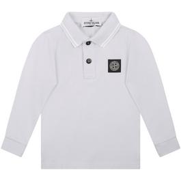 Stone Island Junior Patch Logo Long Sleeve Polo Shirt