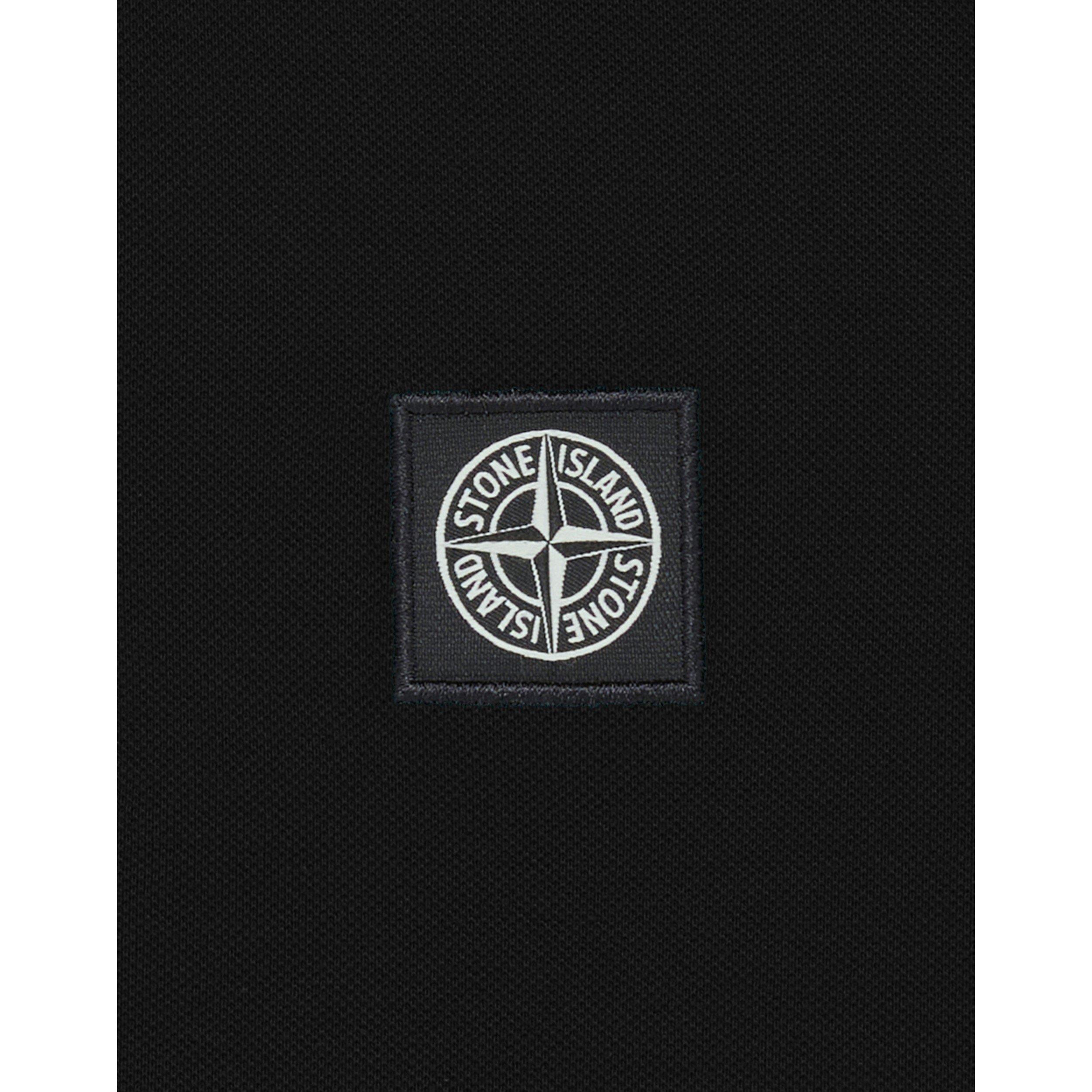 Black V0029 - Stone Island - Boys' Plain Cotton Patch Logo Long Sleeve Polo Shirt - 4