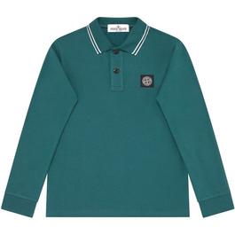 Stone Island Junior Patch Logo Long Sleeve Polo Shirt