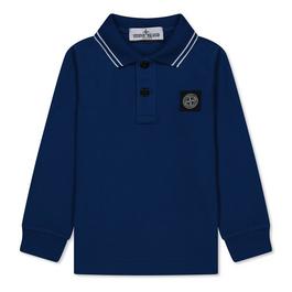 Stone Island Junior Patch Logo Long Sleeve Polo Shirt