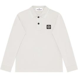 Stone Island Junior Patch Logo Long Sleeve Polo Shirt