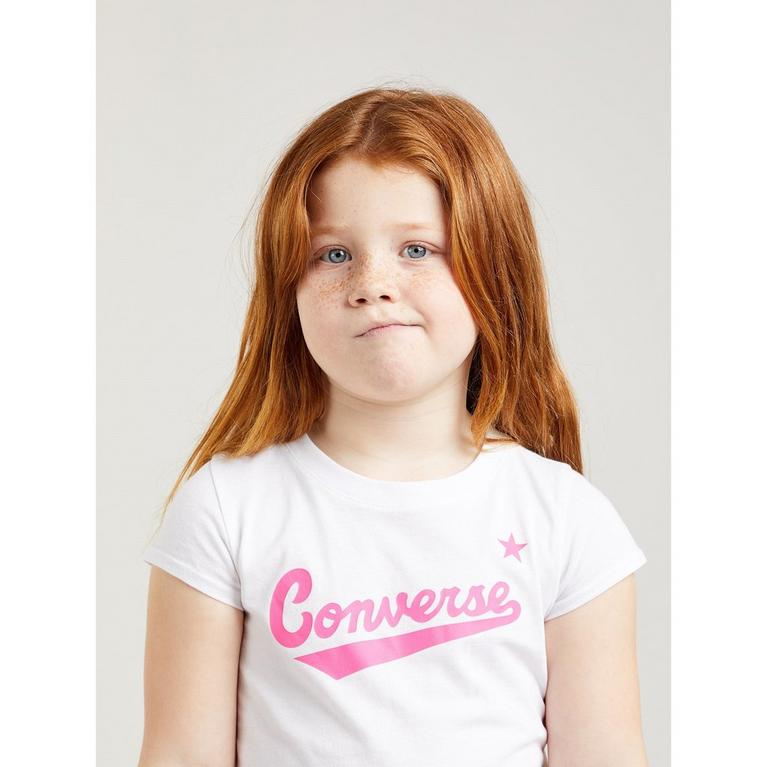 Blanc/Rose - Converse - Nova Short Sleeve T Shirt Infant Girls - 3