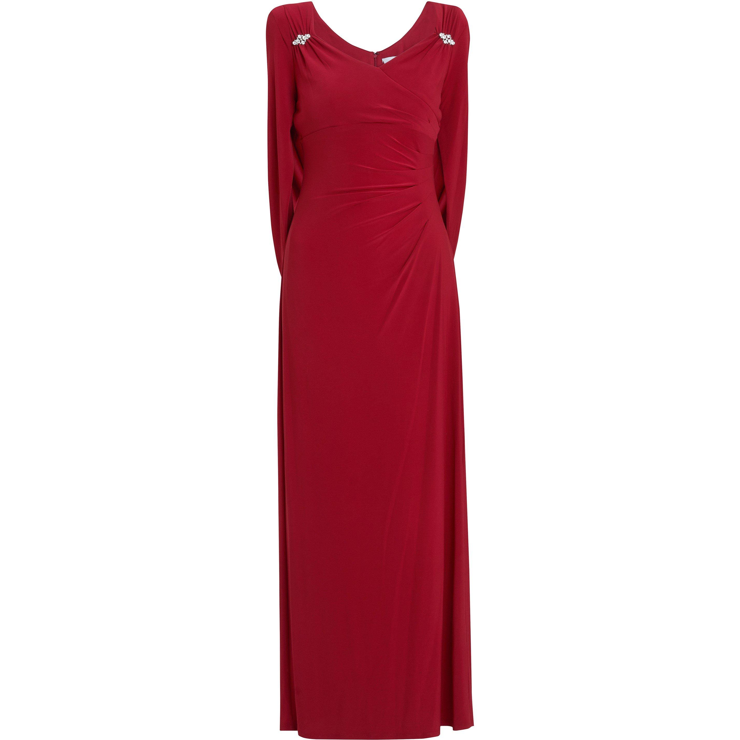 Red - Gina Bacconi - Women's Jenna Draped Back Shoulder Party Maxi Dress - 4