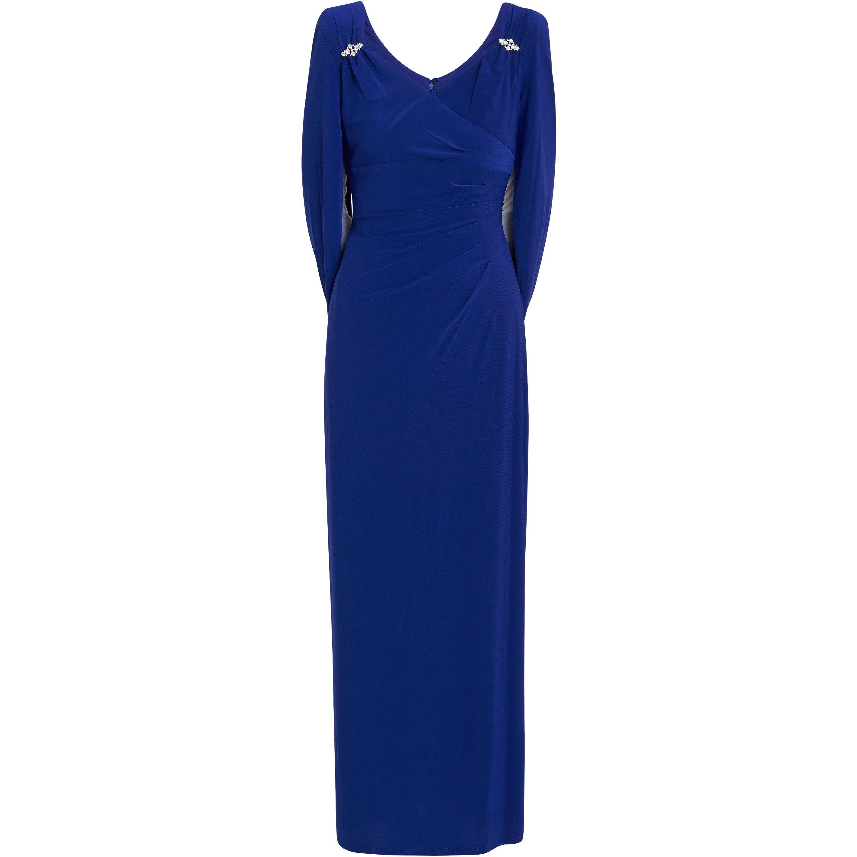 Electric Blue - Gina Bacconi - Women's Jenna Draped Back Shoulder Party Maxi Dress - 4