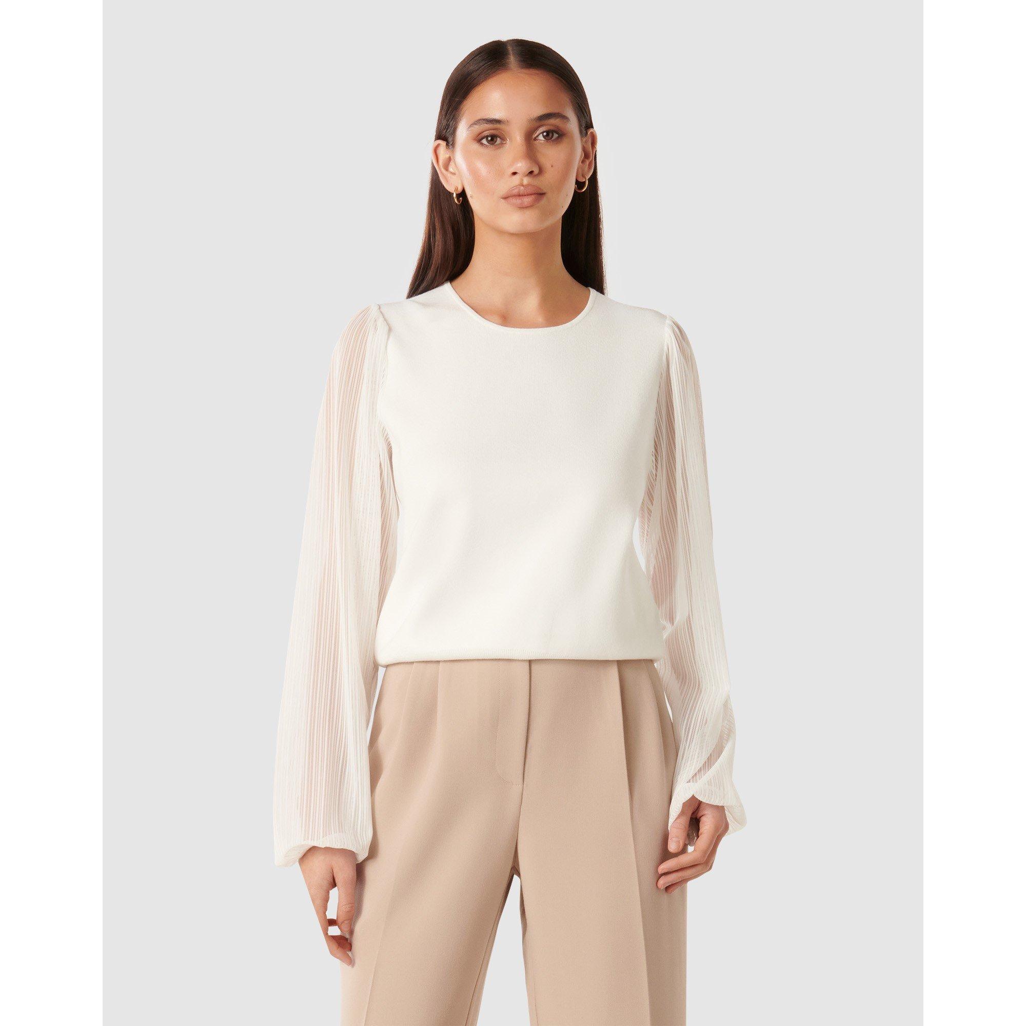 Porcelain - Forever New - Mandy Woven Sleeve Knit Top - 2