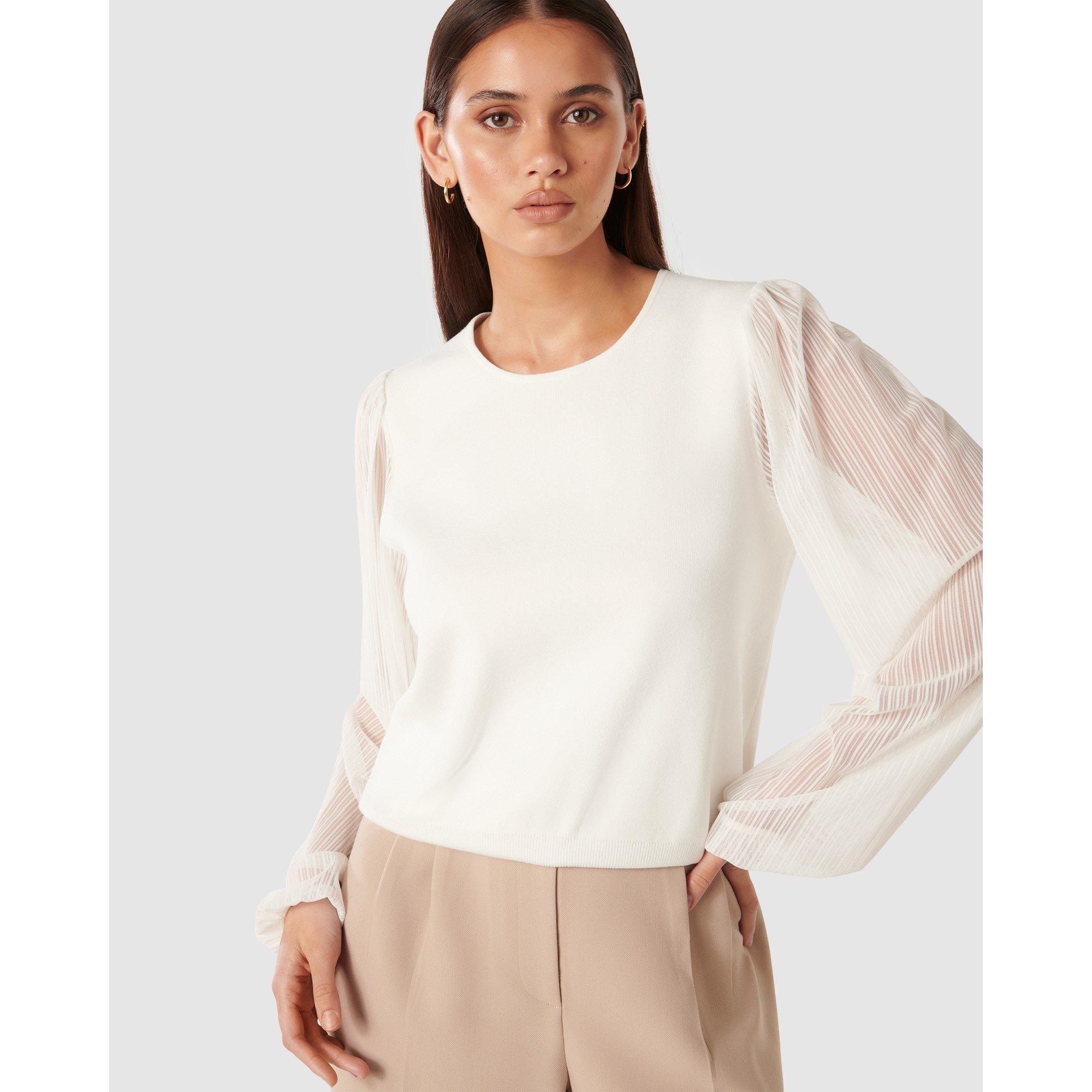 Porcelain - Forever New - Mandy Woven Sleeve Knit Top - 3