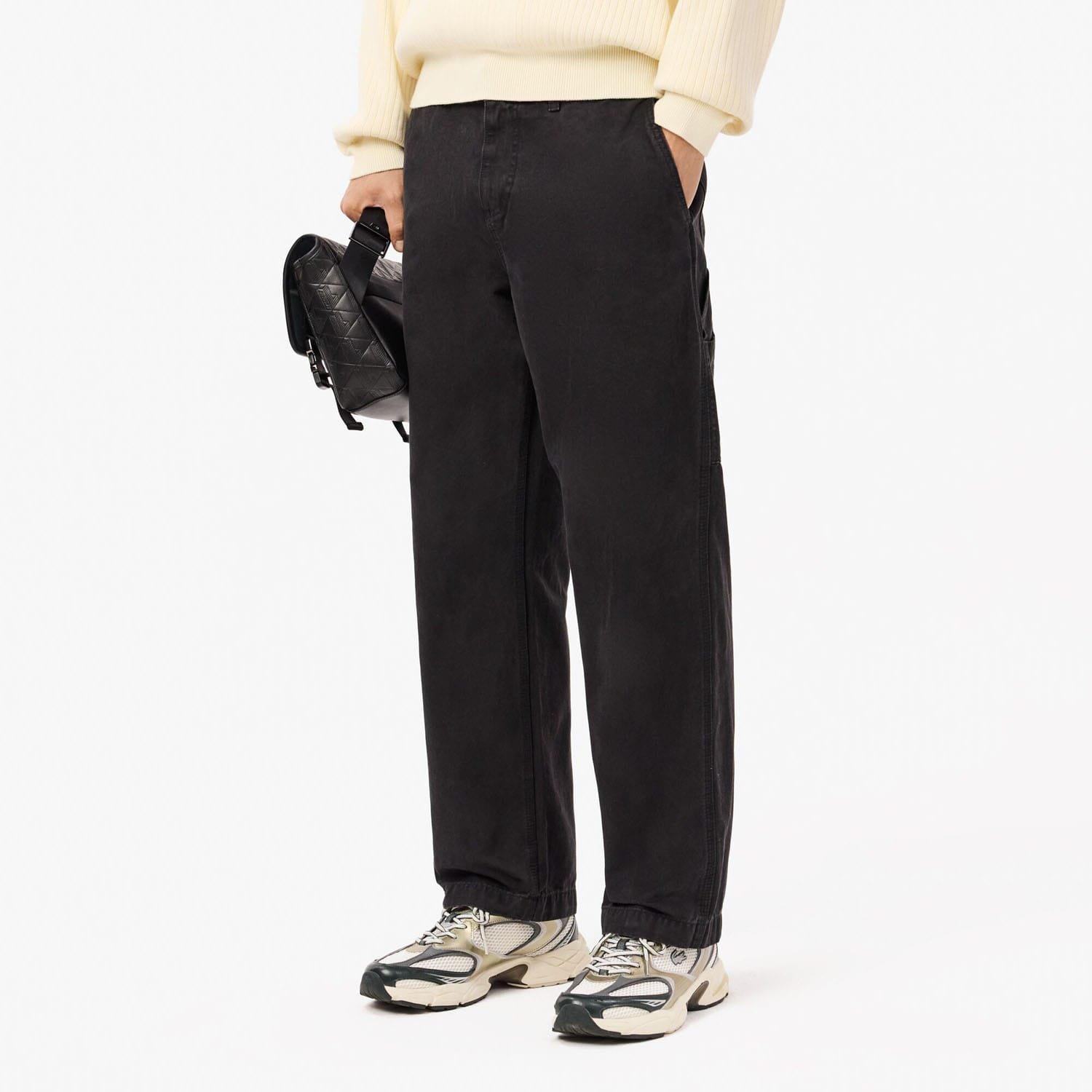 Black - Lacoste - Straight Fit Cotton Canvas Carpenter Pants - 1