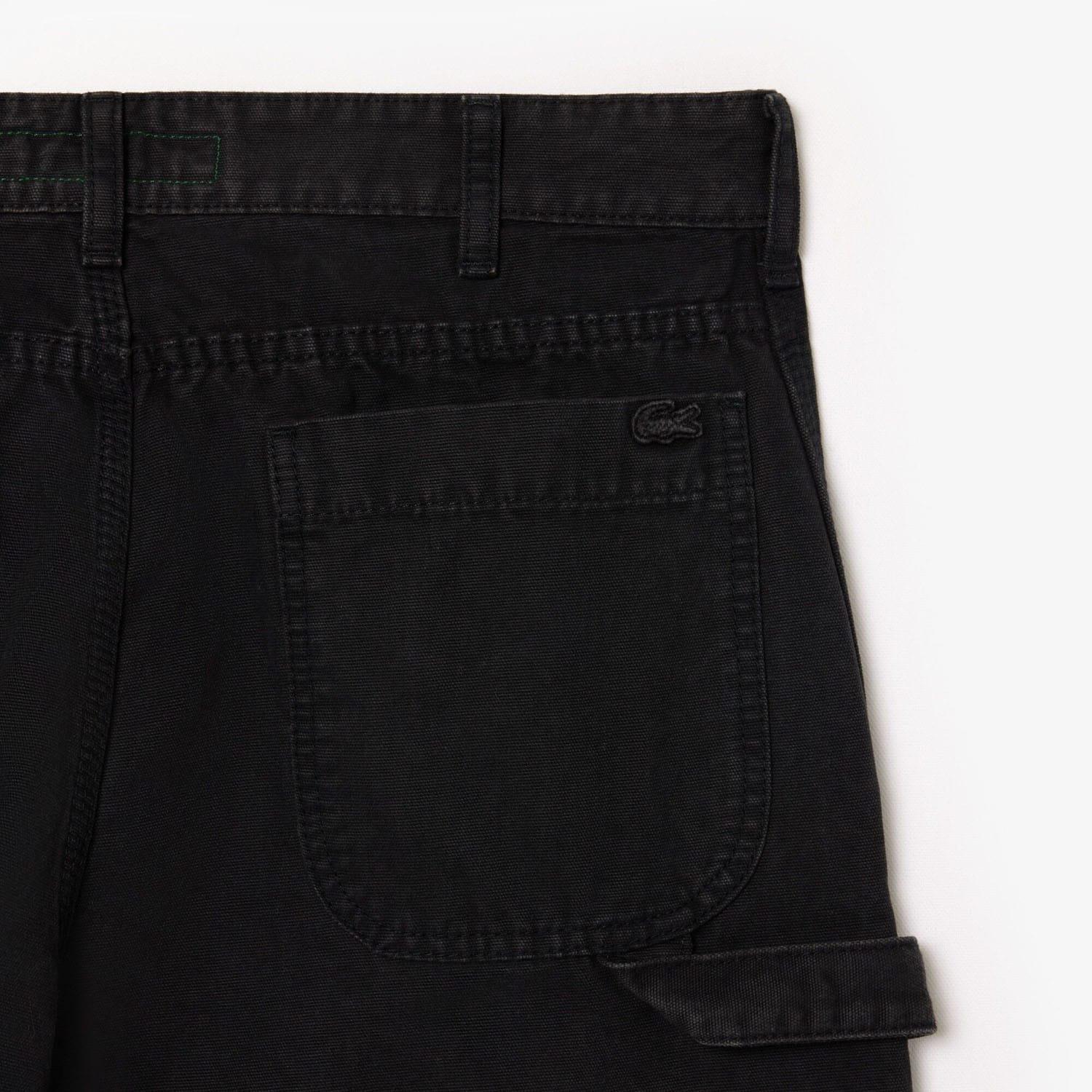 Black - Lacoste - Straight Fit Cotton Canvas Carpenter Pants - 5