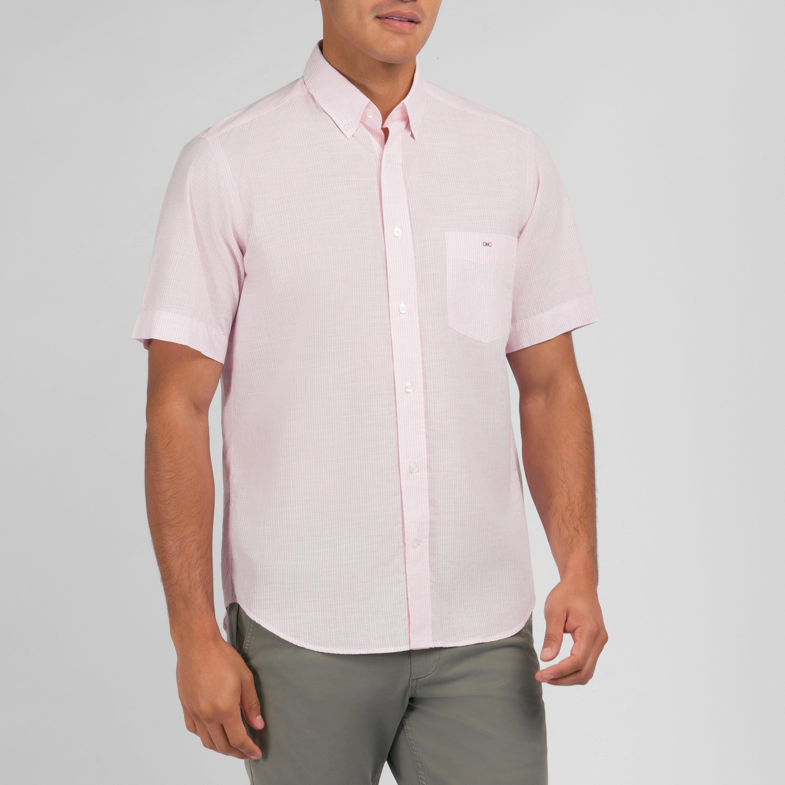 Rom - Eden Park - Pink striped shirt in cotton dobby - 2