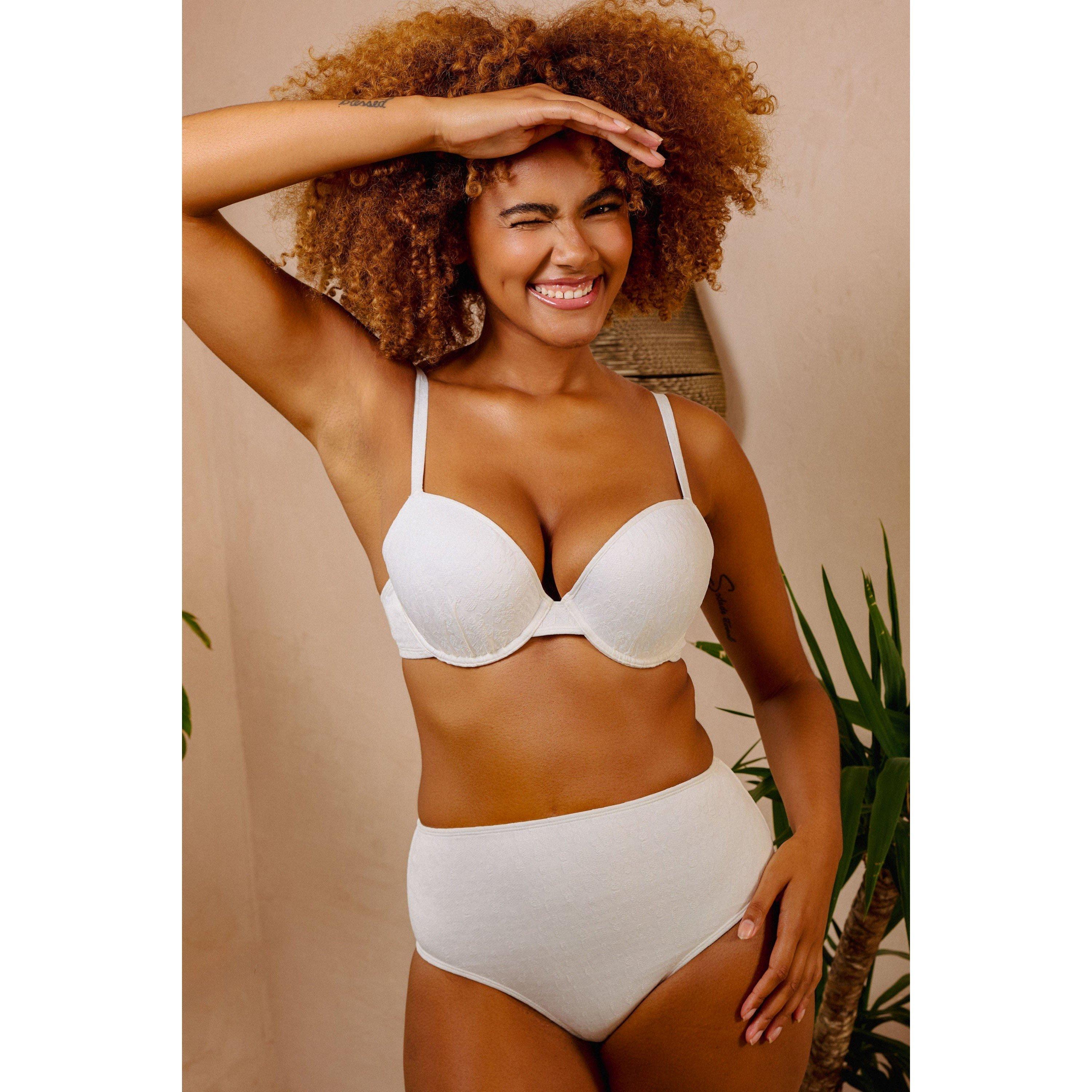 White - Peek and Beau - White Textured High Waisted Bikini Bottom - 2