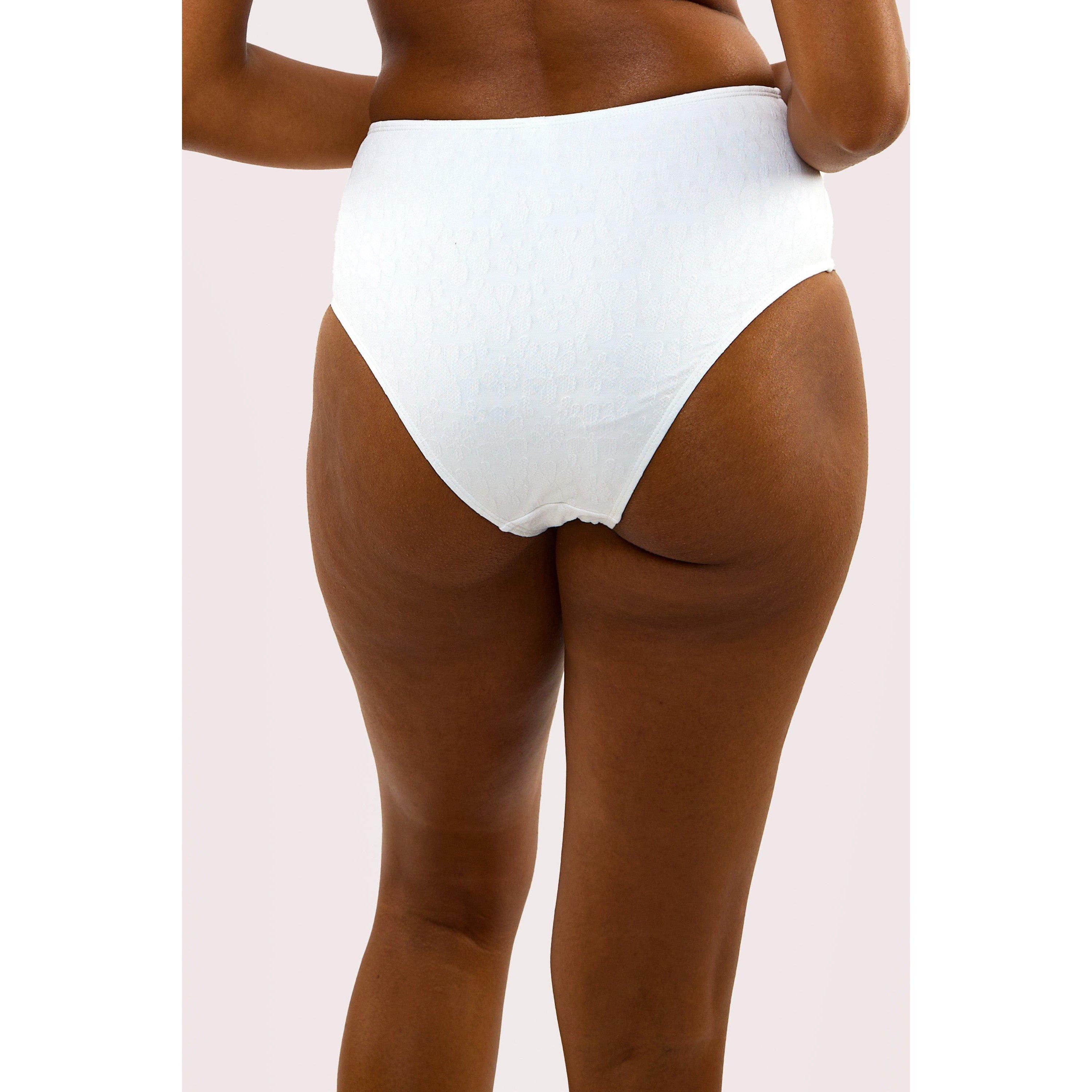White - Peek and Beau - White Textured High Waisted Bikini Bottom - 3