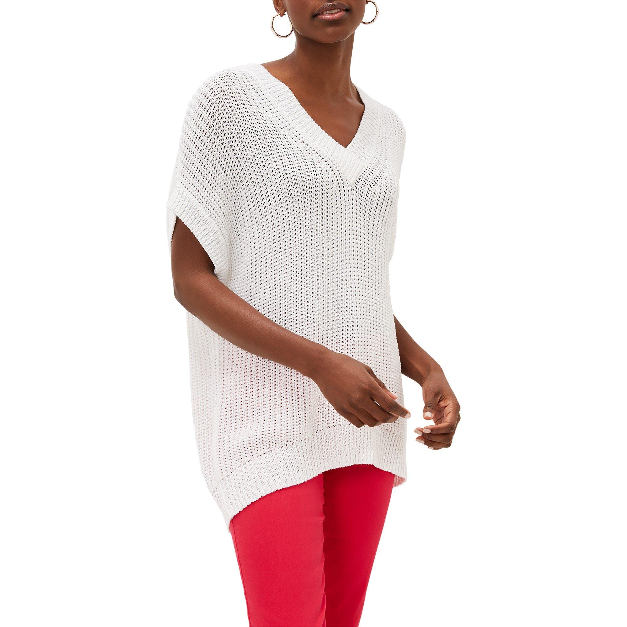 White - Phase Eight - Lizzia V Neck Stitch Knit - 2