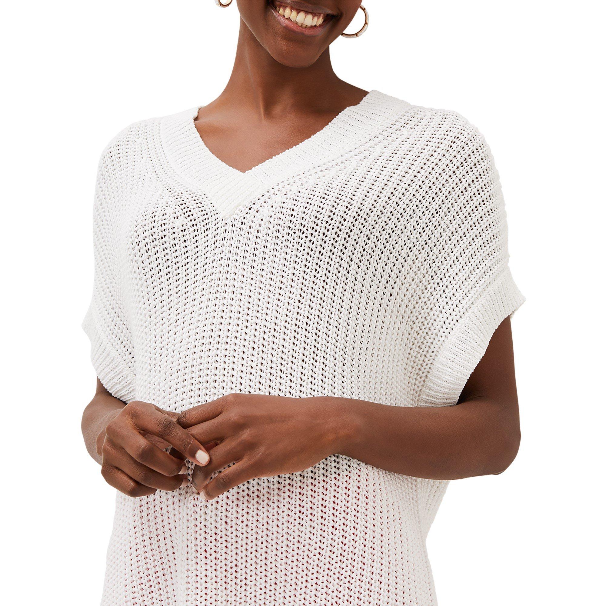 White - Phase Eight - Lizzia V Neck Stitch Knit - 4