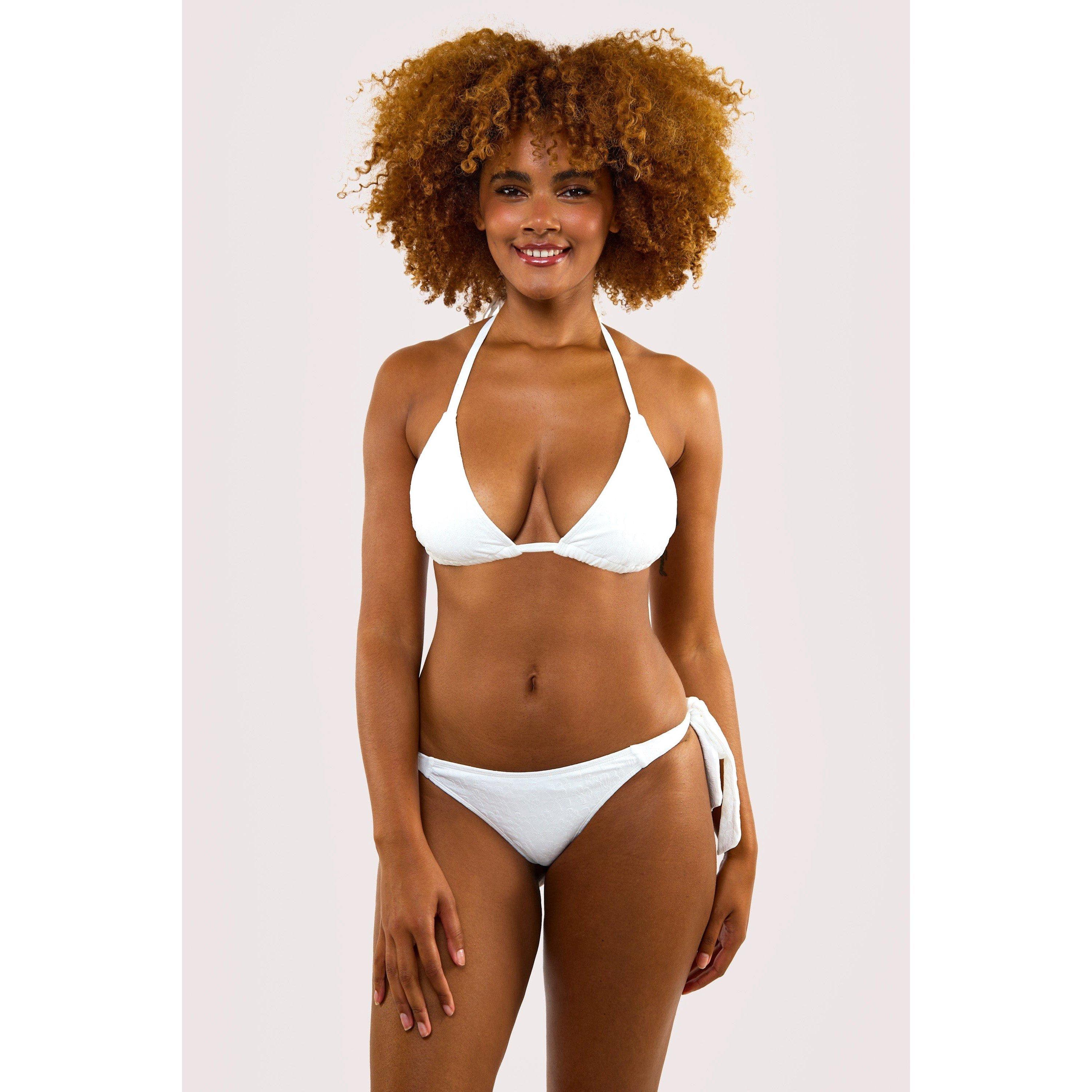 White - Peek and Beau - Fb Mix & Match Pink Palm Print Triangle Bikini Top - 3