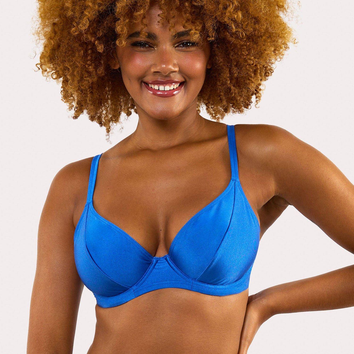 Blue - Peek and Beau - Pb Fb Cornflower Blue Underwired Plunge Bikini Top - 1