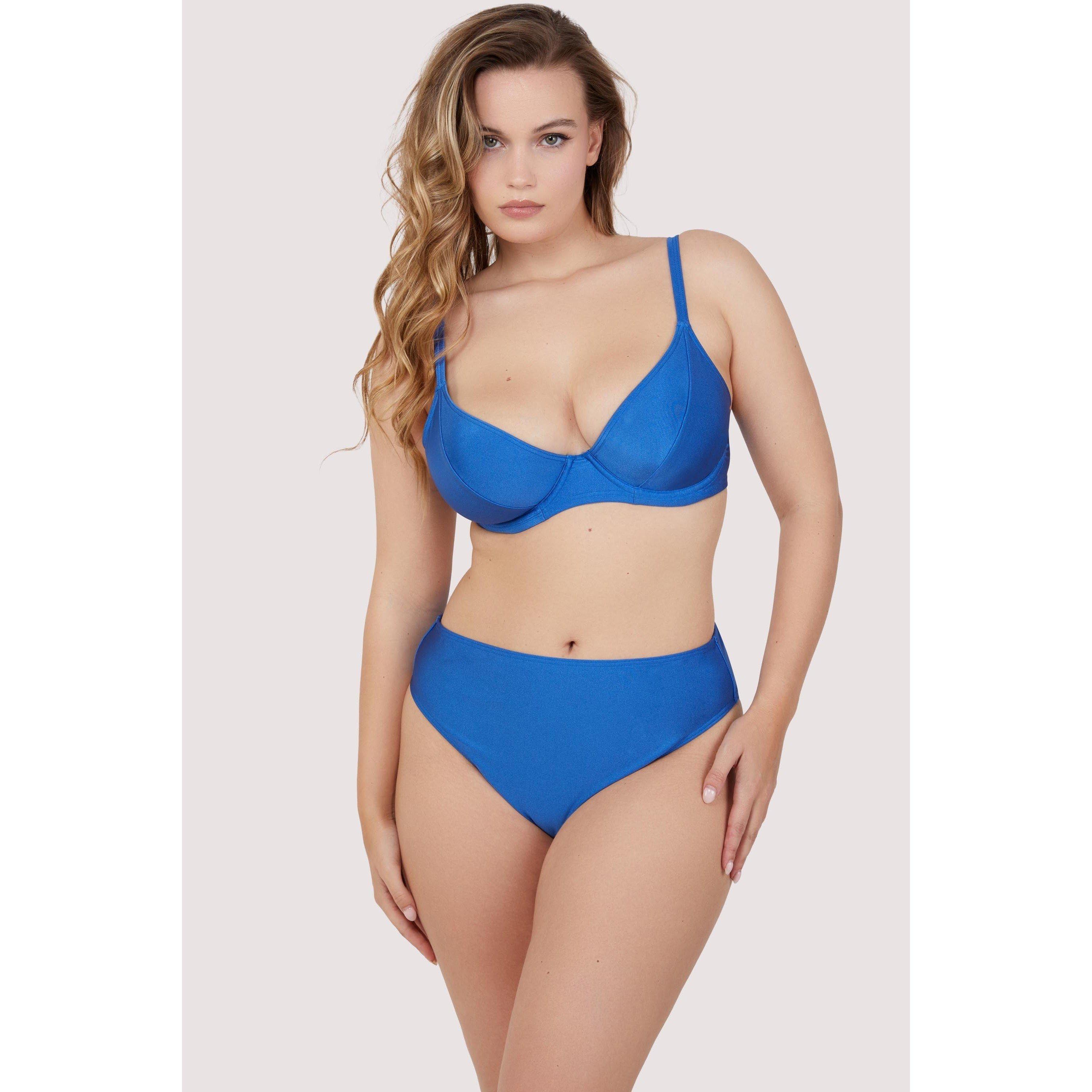 Blue - Playful Promises - Pb Fb Cornflower Blue Underwired Plunge Bikini Top - 7