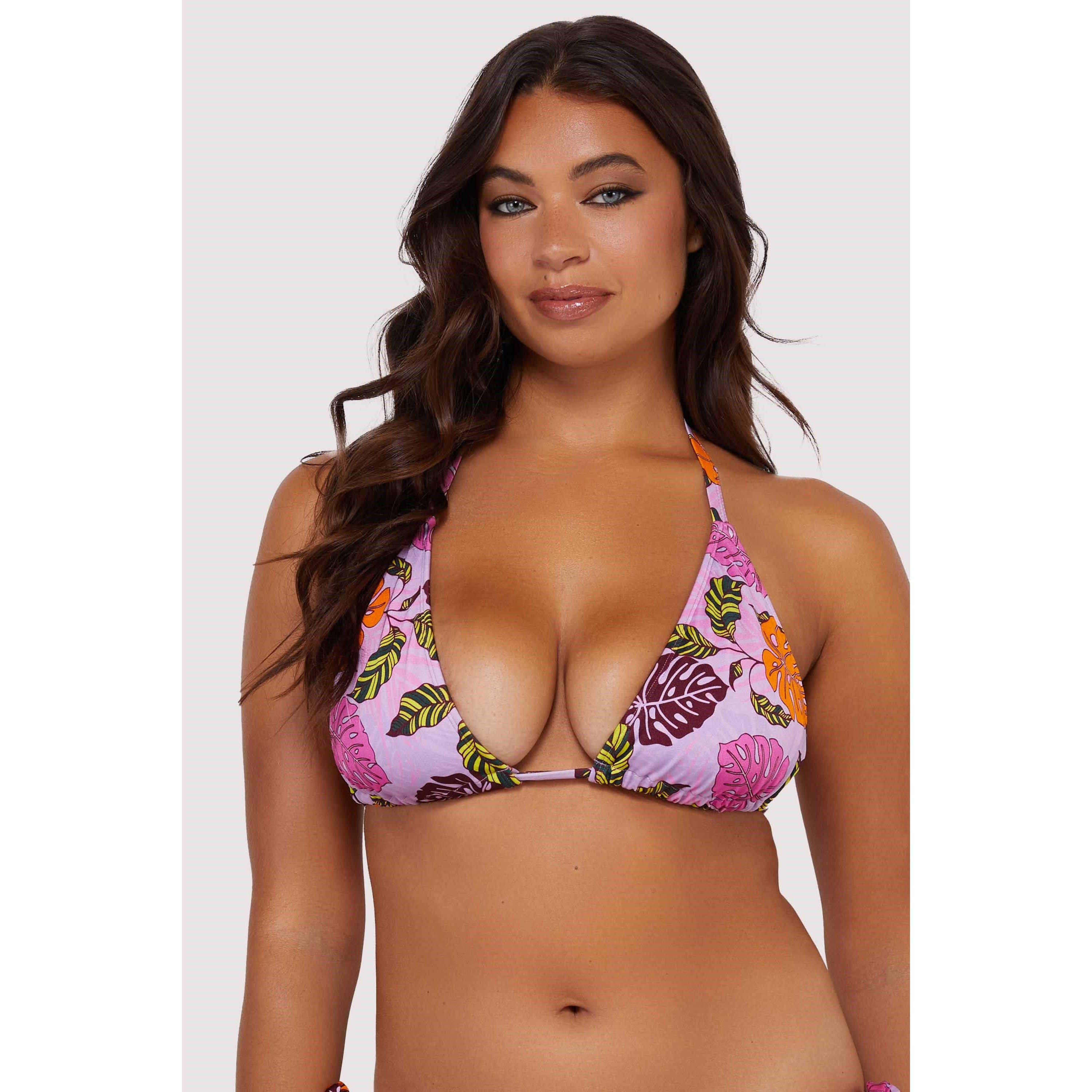 Pink - Peek and Beau - Peek & Beau Fuller Bust Mix & Match Pink Palm Prin - 1