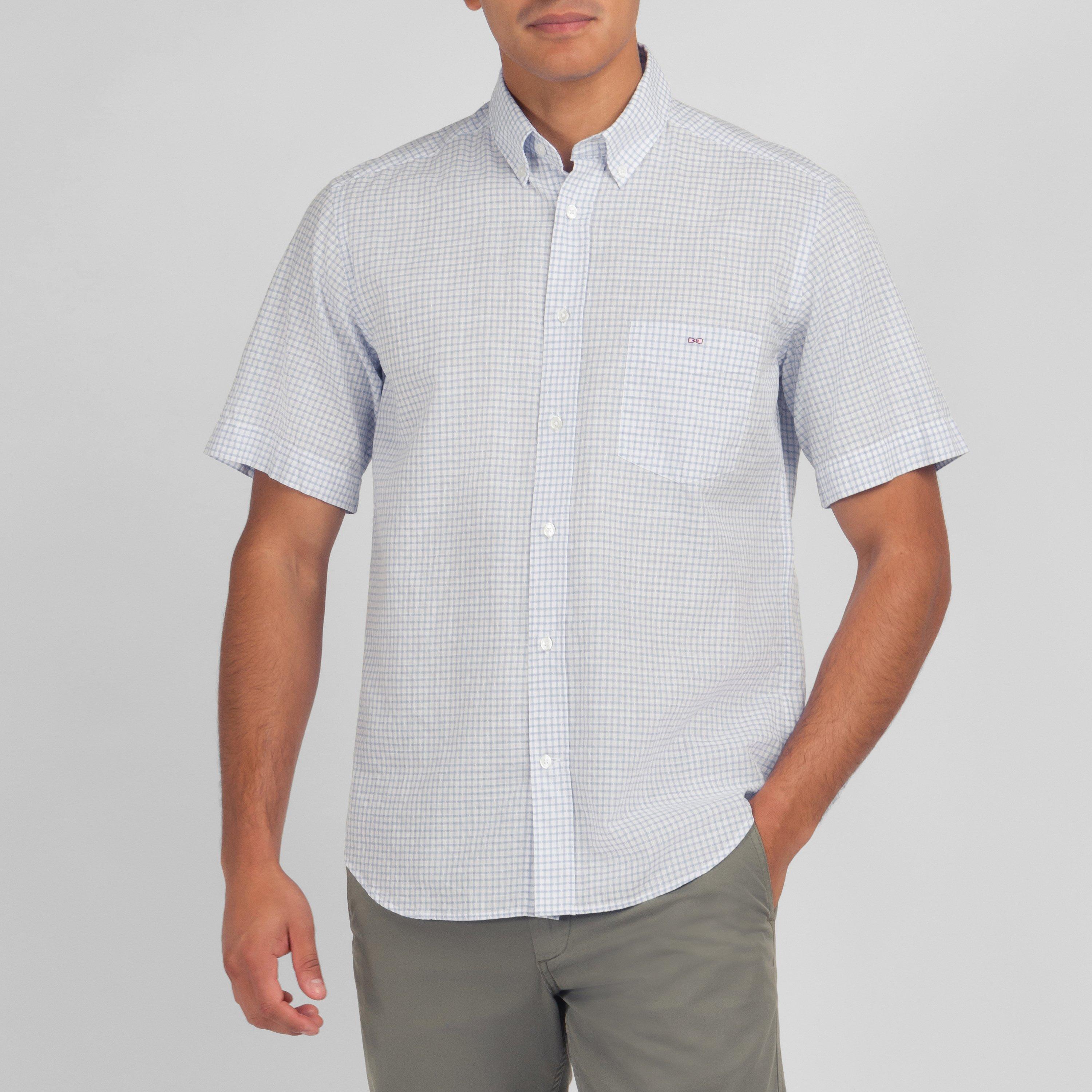 Blm - Eden Park - Blue checked cotton dobby shirt - 2