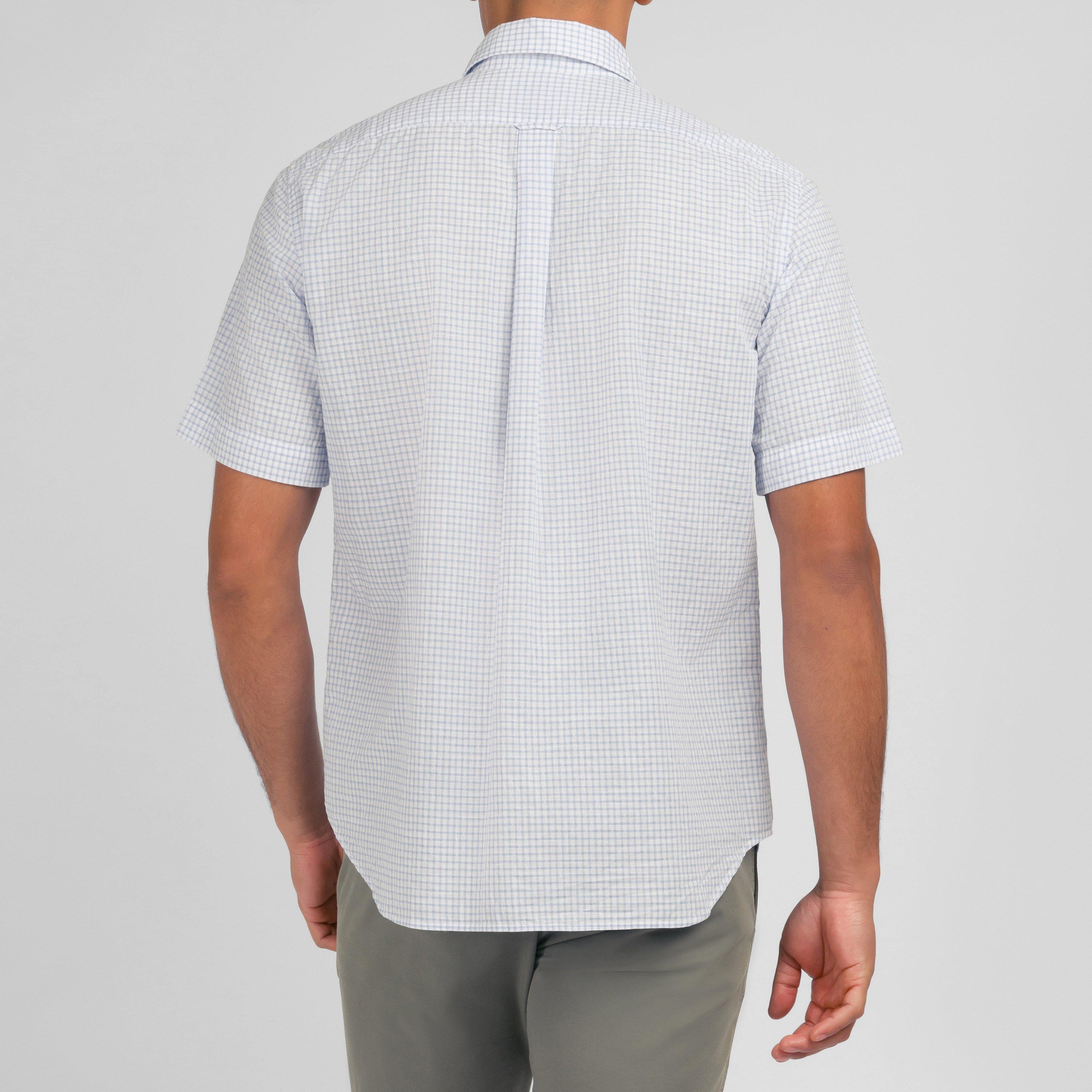 Blm - Eden Park - Blue checked cotton dobby shirt - 4