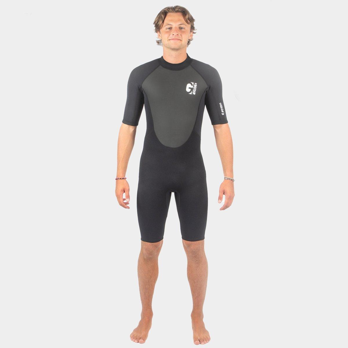 Black - Gul - MENS G-FORCE 3MM FLATLOCK BACK ZIP SHORTY WETSUIT - 1