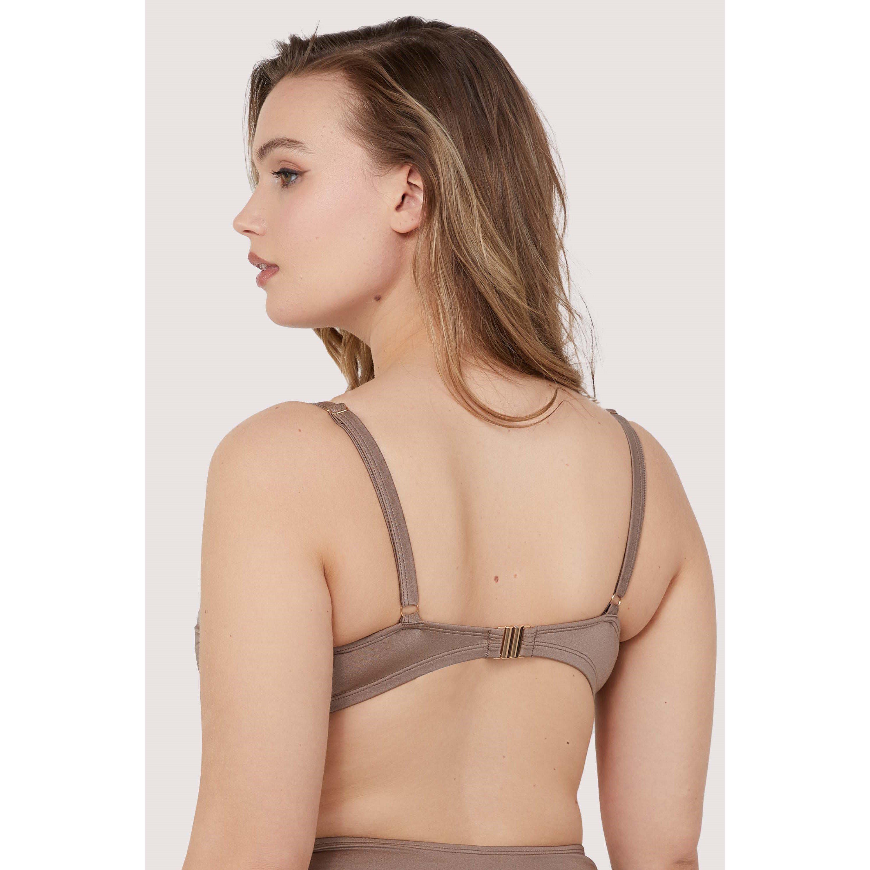 Taupe - Wolf and Whistle - Fb Taupe Neutral Ruched Balconette Bikini Top - 2