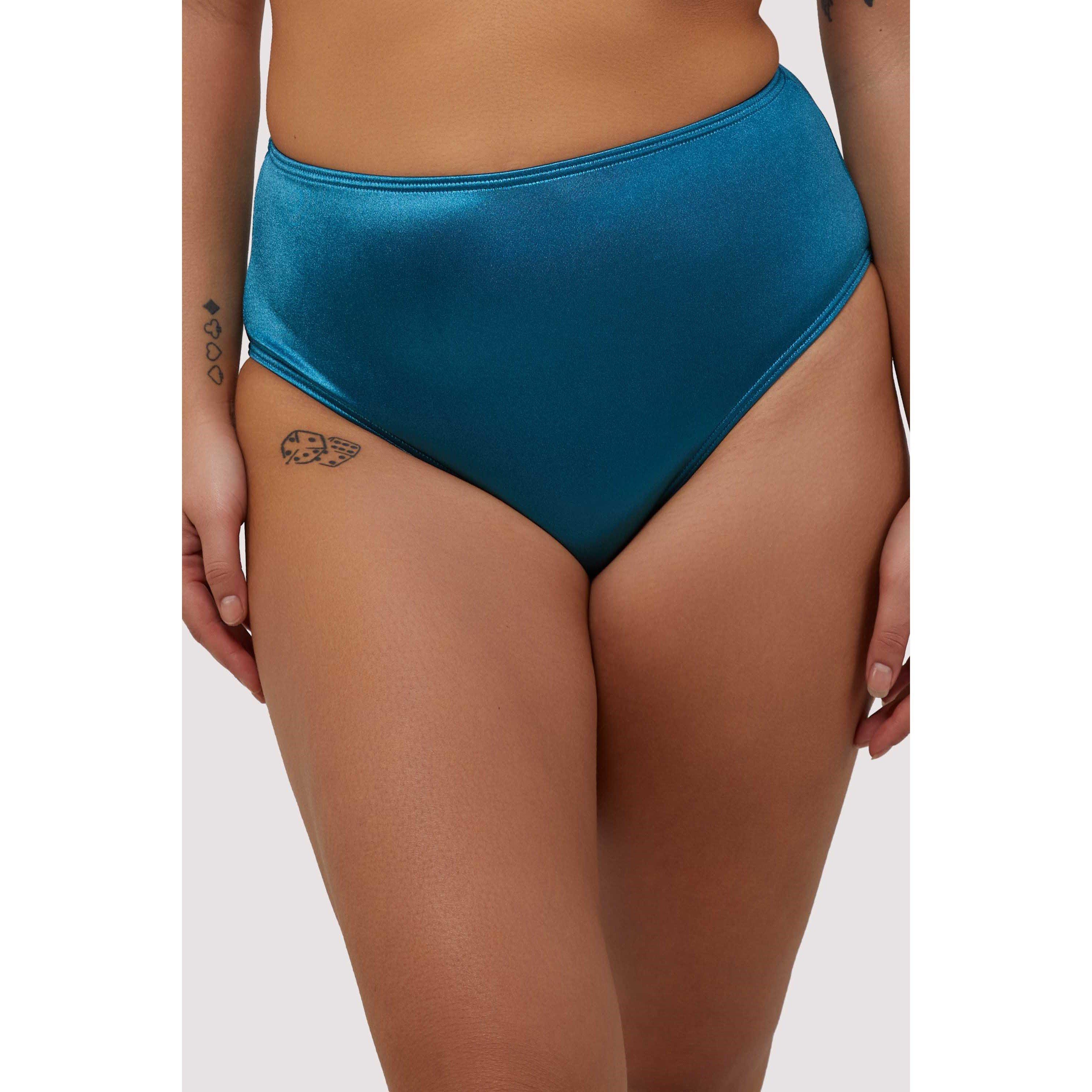 Wolf and Whistle Blue Shine High Waisted Bikini Bottom