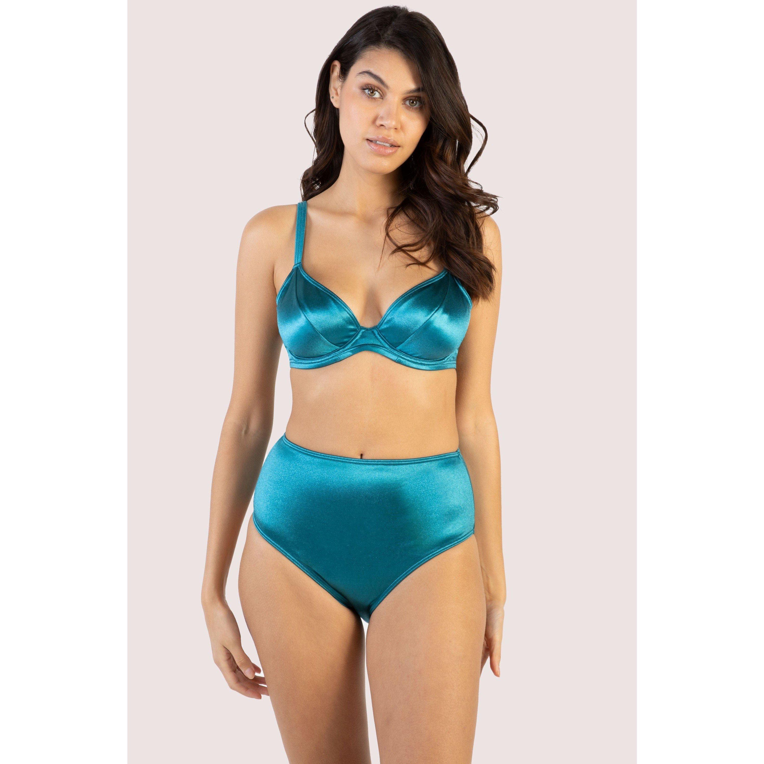 Blue - Wolf and Whistle - Blue Shine High Waisted Bikini Bottom - 6