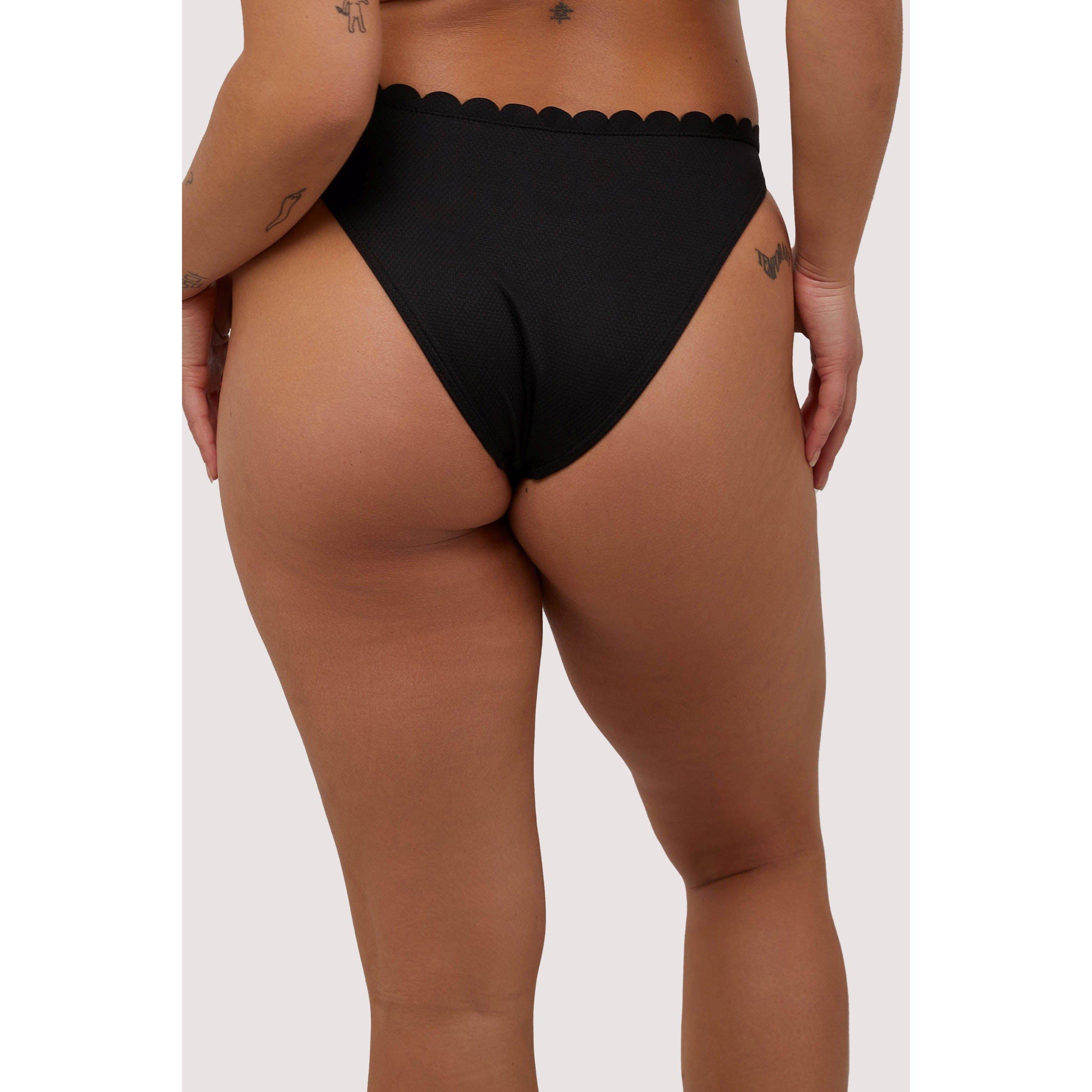 Black - Peek and Beau - Exclusive Mix&Match Scallop High Leg Bikini Bottom - 2