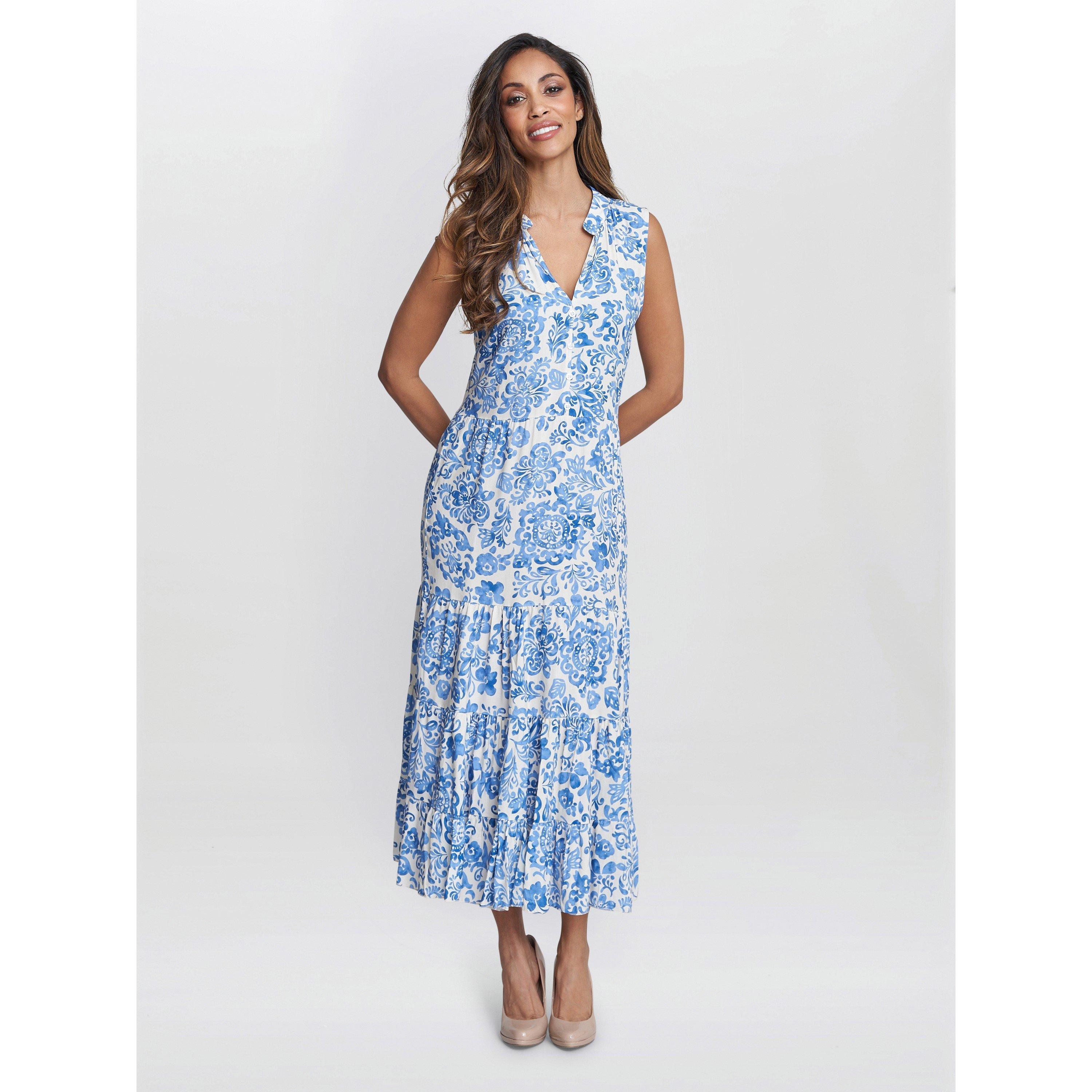 Blue / White - Gina Bacconi - Lolita Sleeveless Summer Dress - 3
