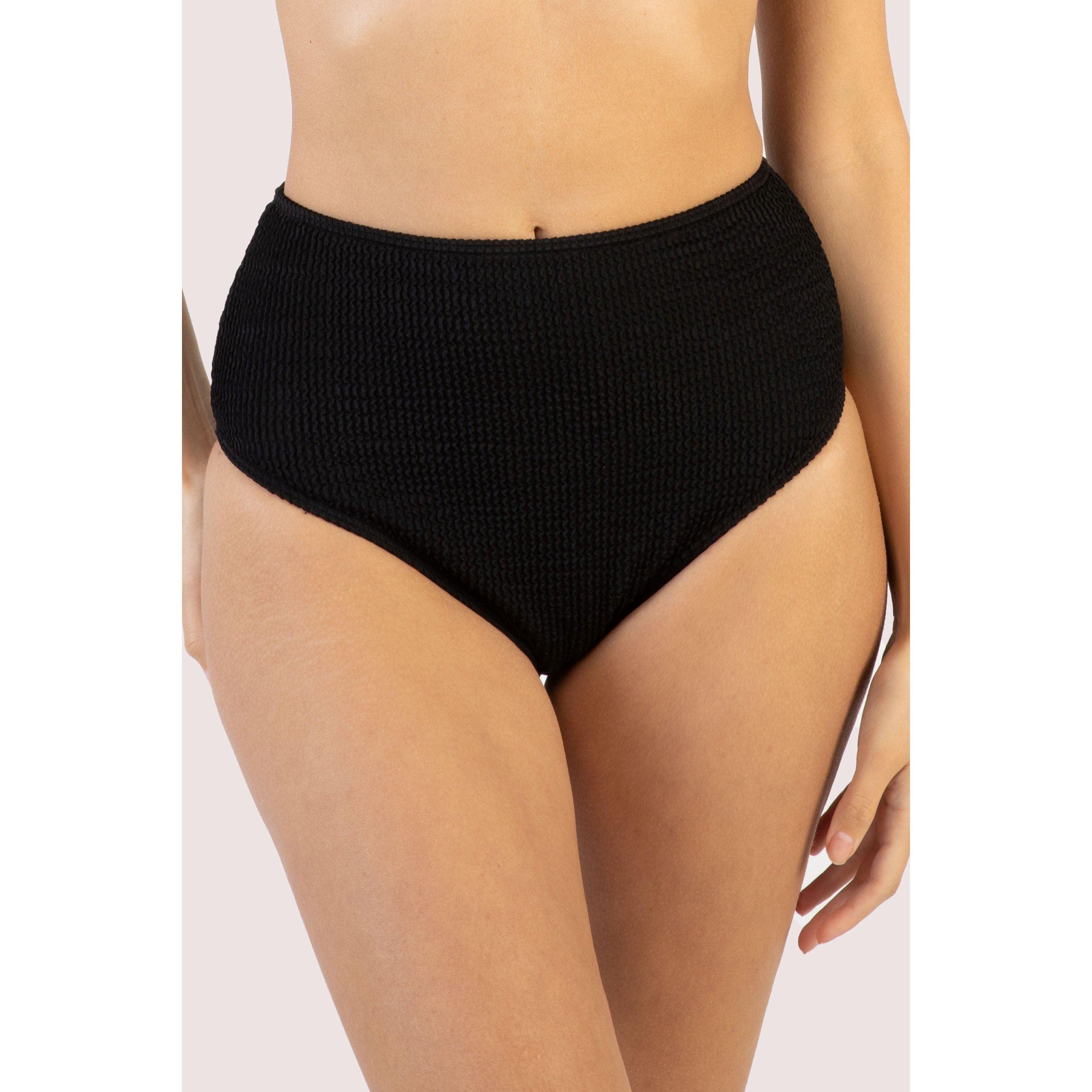 Black - Wolf and Whistle - Black Textured High Waisted Bikini Bottom - 6