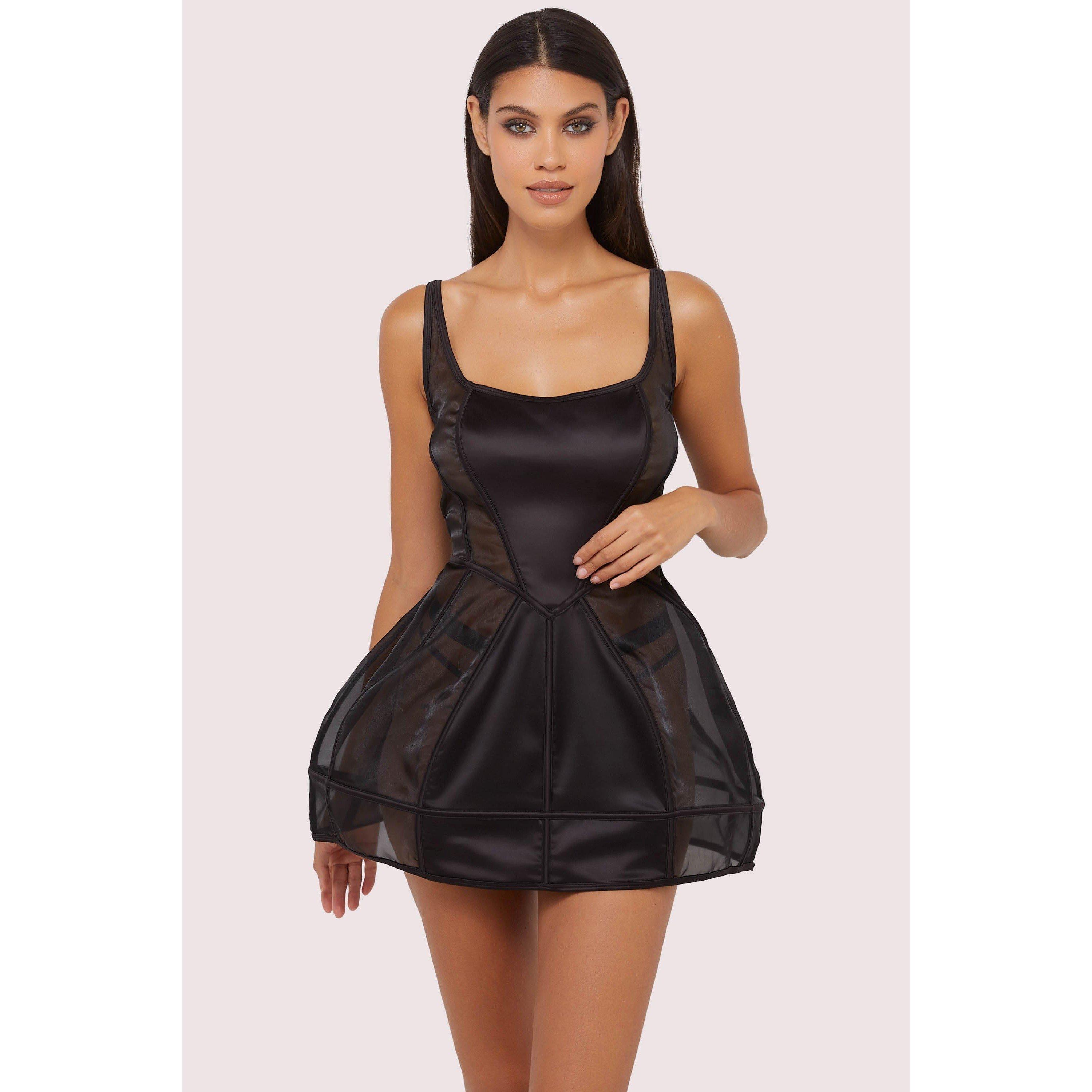 Black - Wolf and Whistle - Gracie Black Boned Underbust Dress - 2