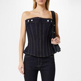 Alexander McQueen Dark Wash Denim Bustier Top