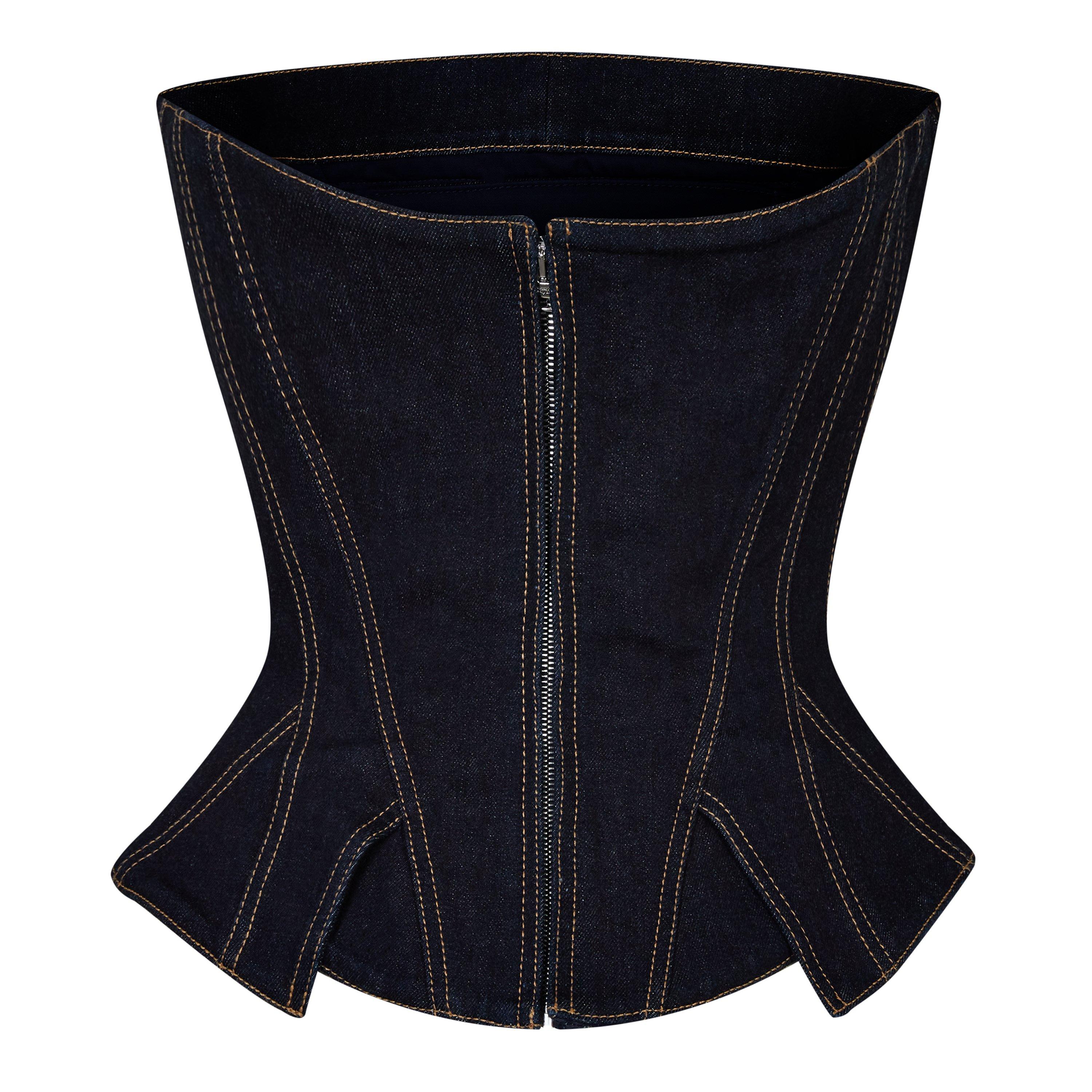 COLD WASH - Alexander McQueen - Dark Wash Denim Bustier Top - 7