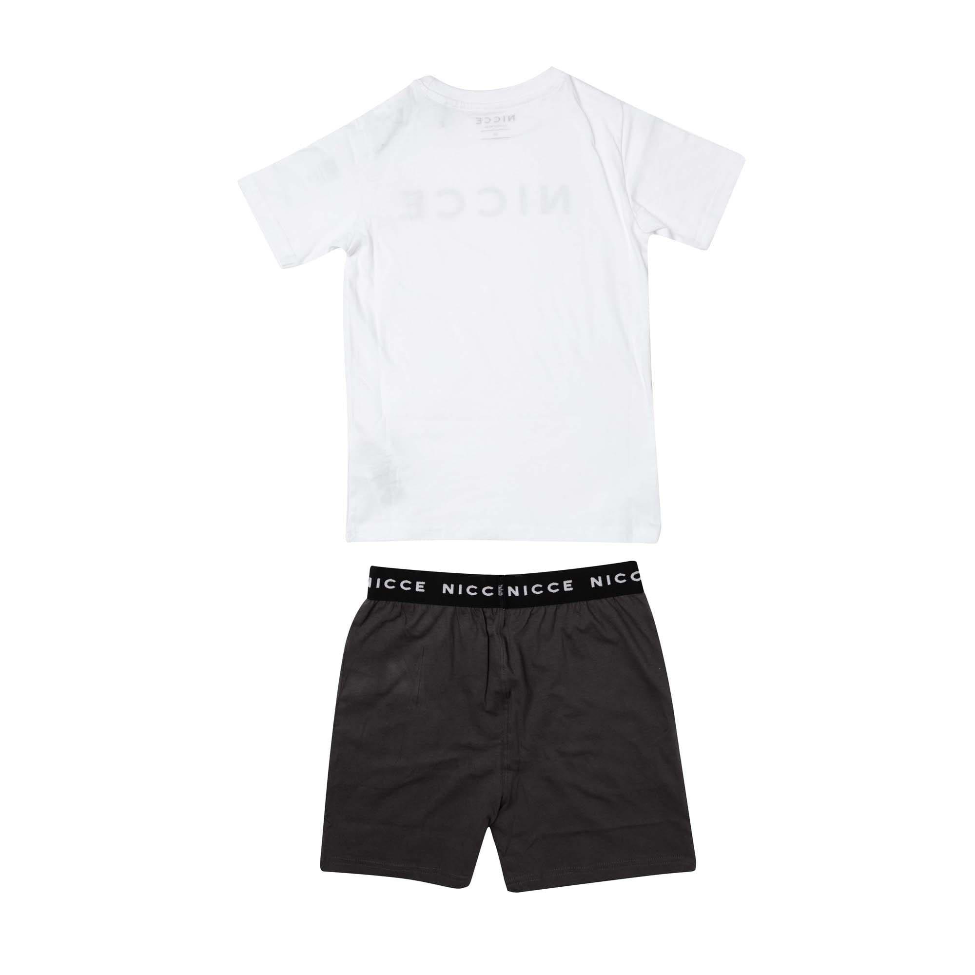 White Grey - Nicce - T-Shirt & Short Lounge Set - 2