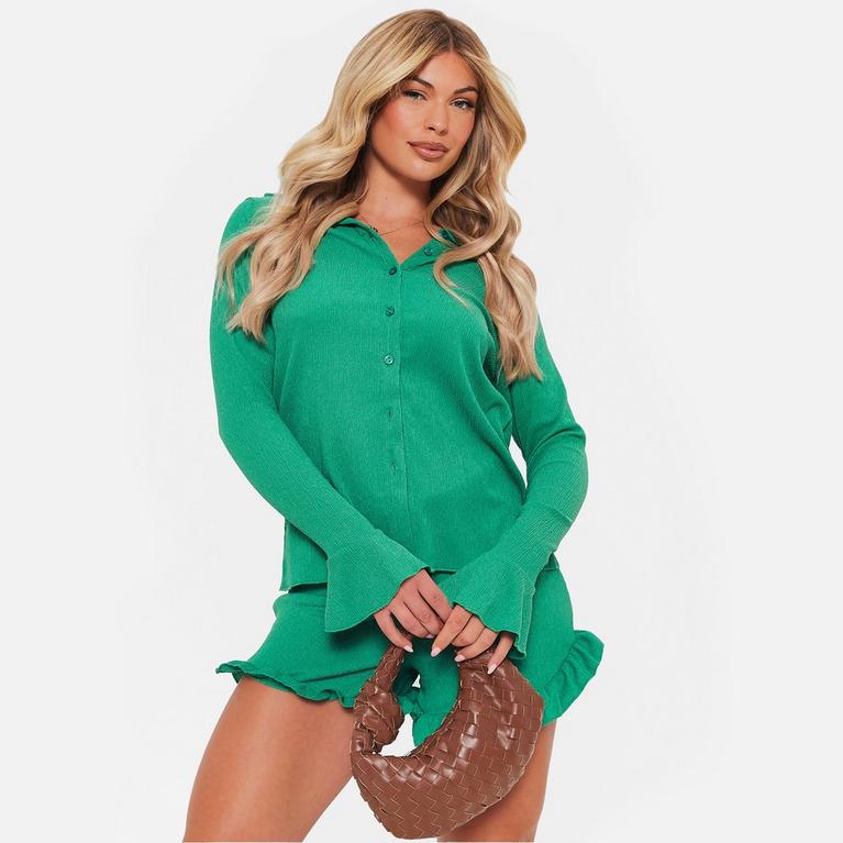VERDE BRILLANTE - I Saw It First - ISAWITFIRST Textured Frill Hem Shirt Co-Ord - 2